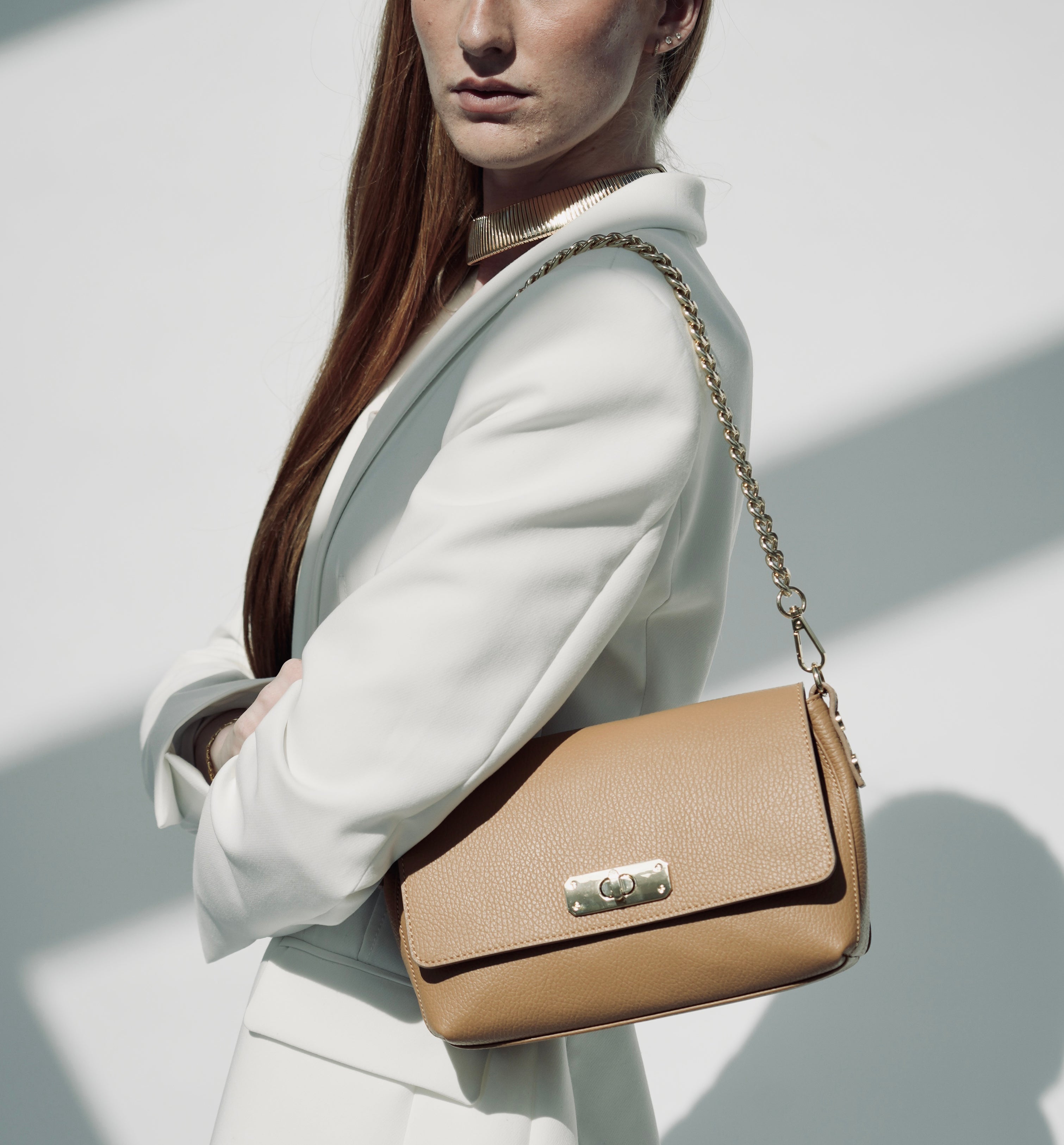 The Maisie Midi Sand Leather Bag