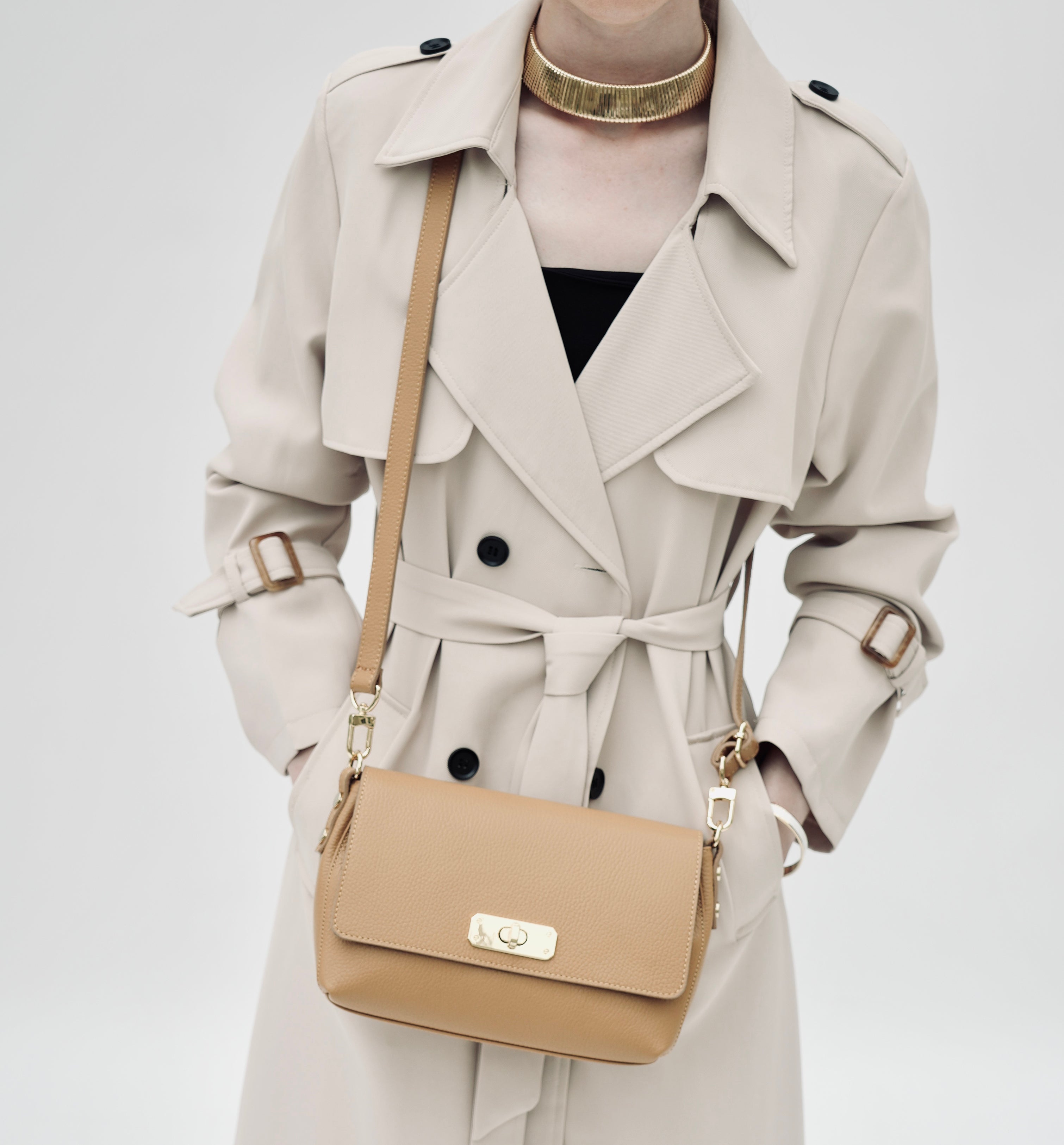 The Maisie Midi Sand Leather Bag