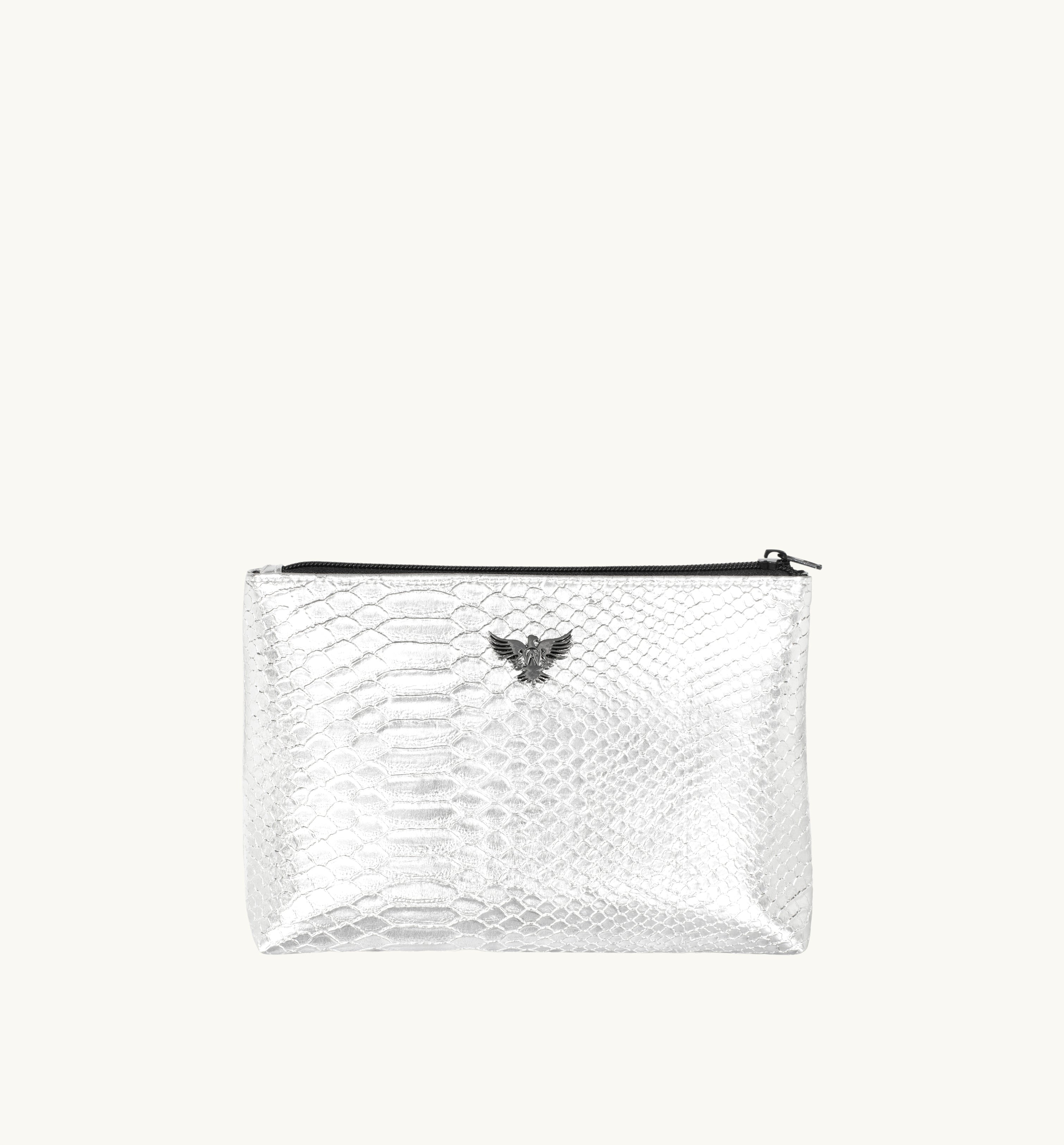 Silver Snakeskin Makeup Bag - 3 Cacti