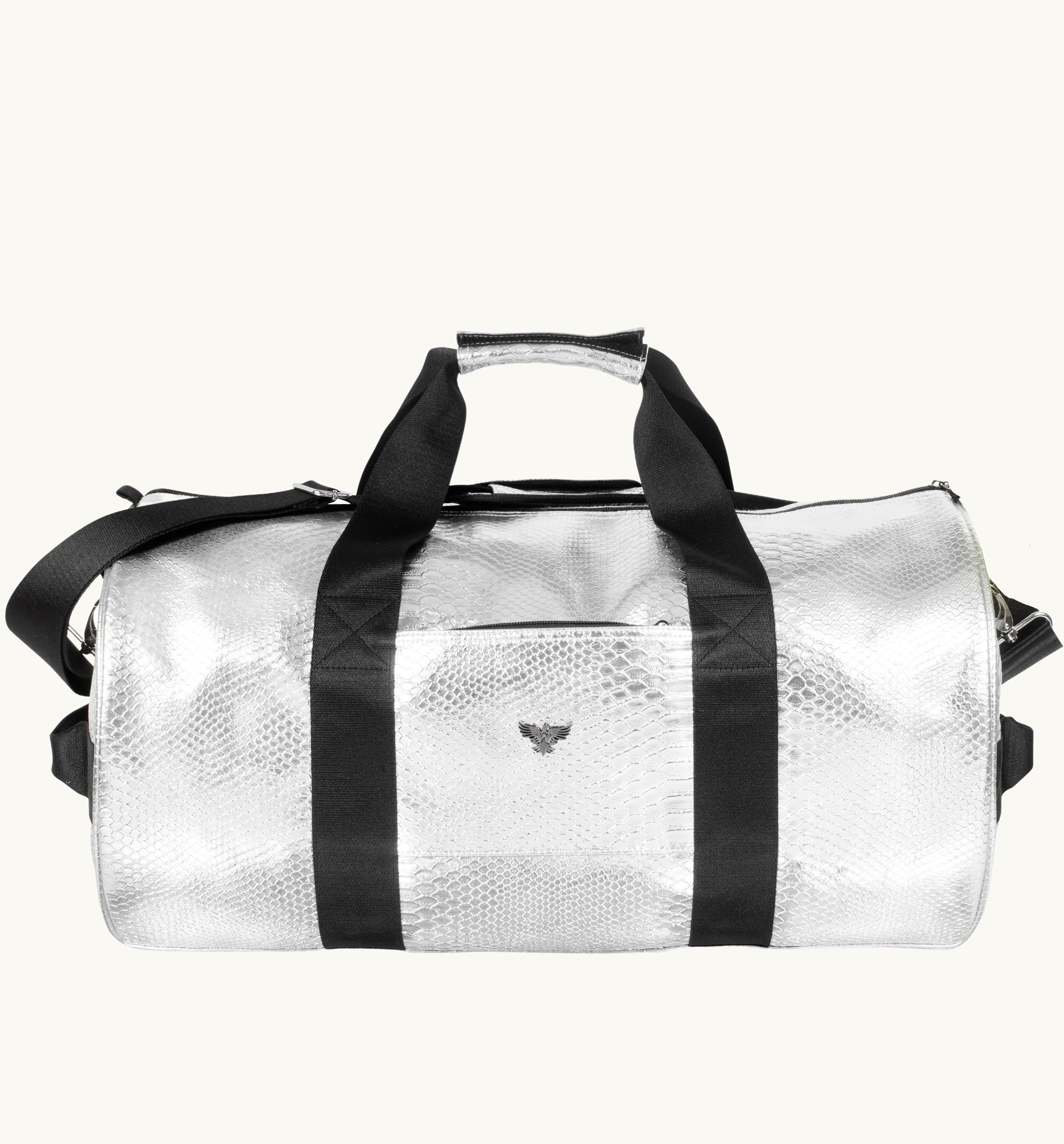 Silver Snakeskin Large Kit Bag - 3 Union Jack Gold