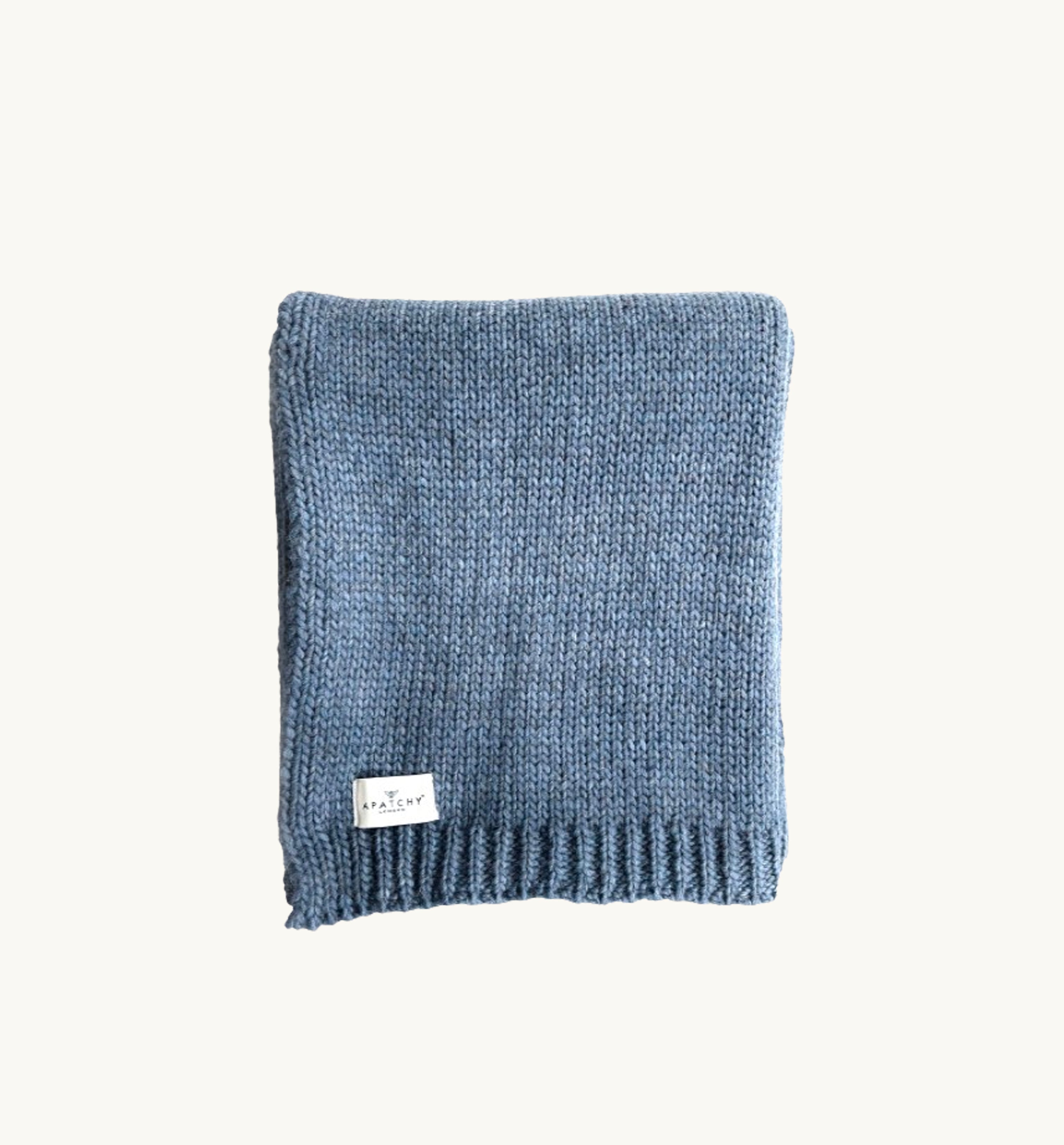 Slate Blue Knitted Alpaca Wool Throw