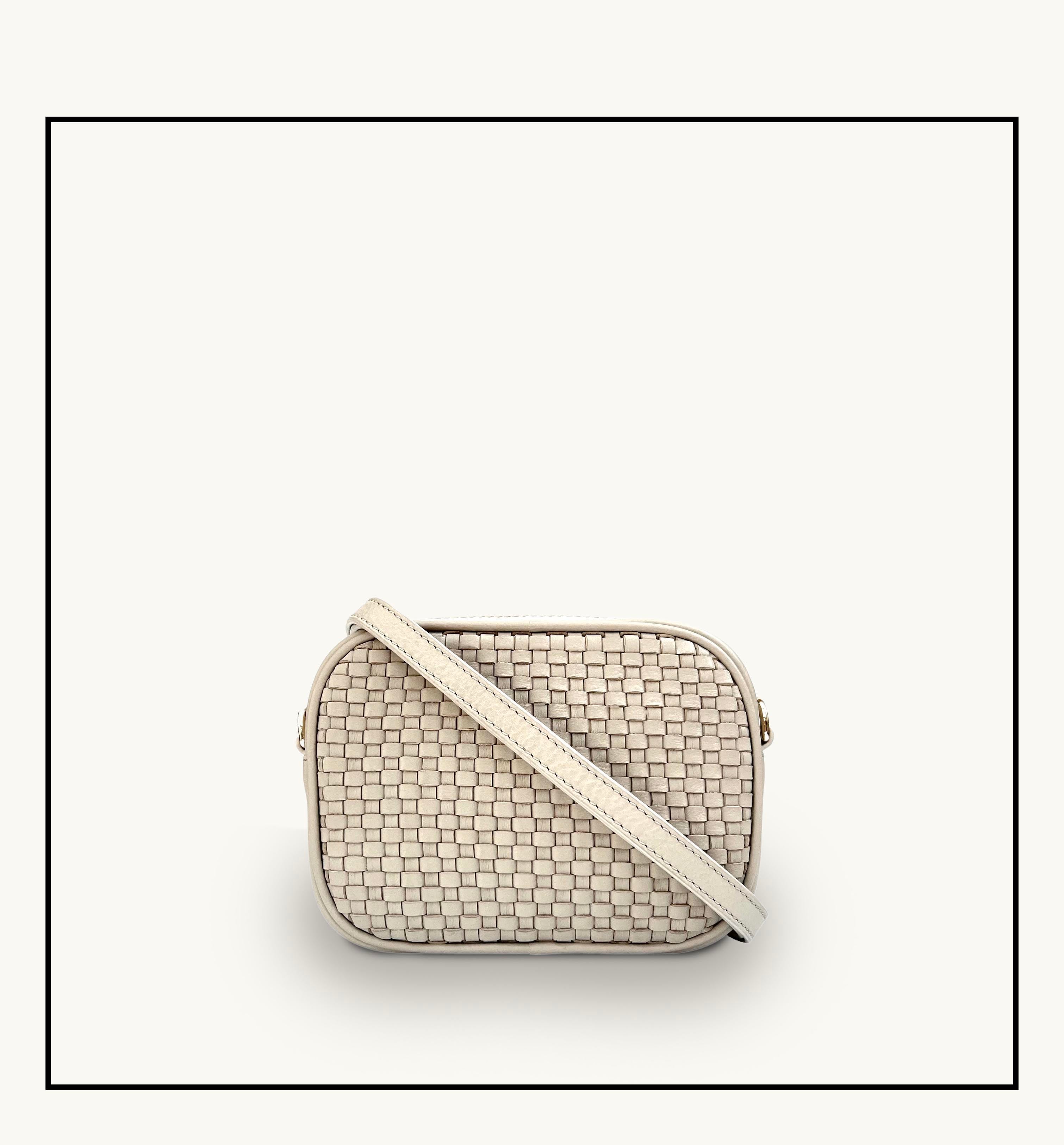 The Penelope Stone Woven Leather Camera Bag