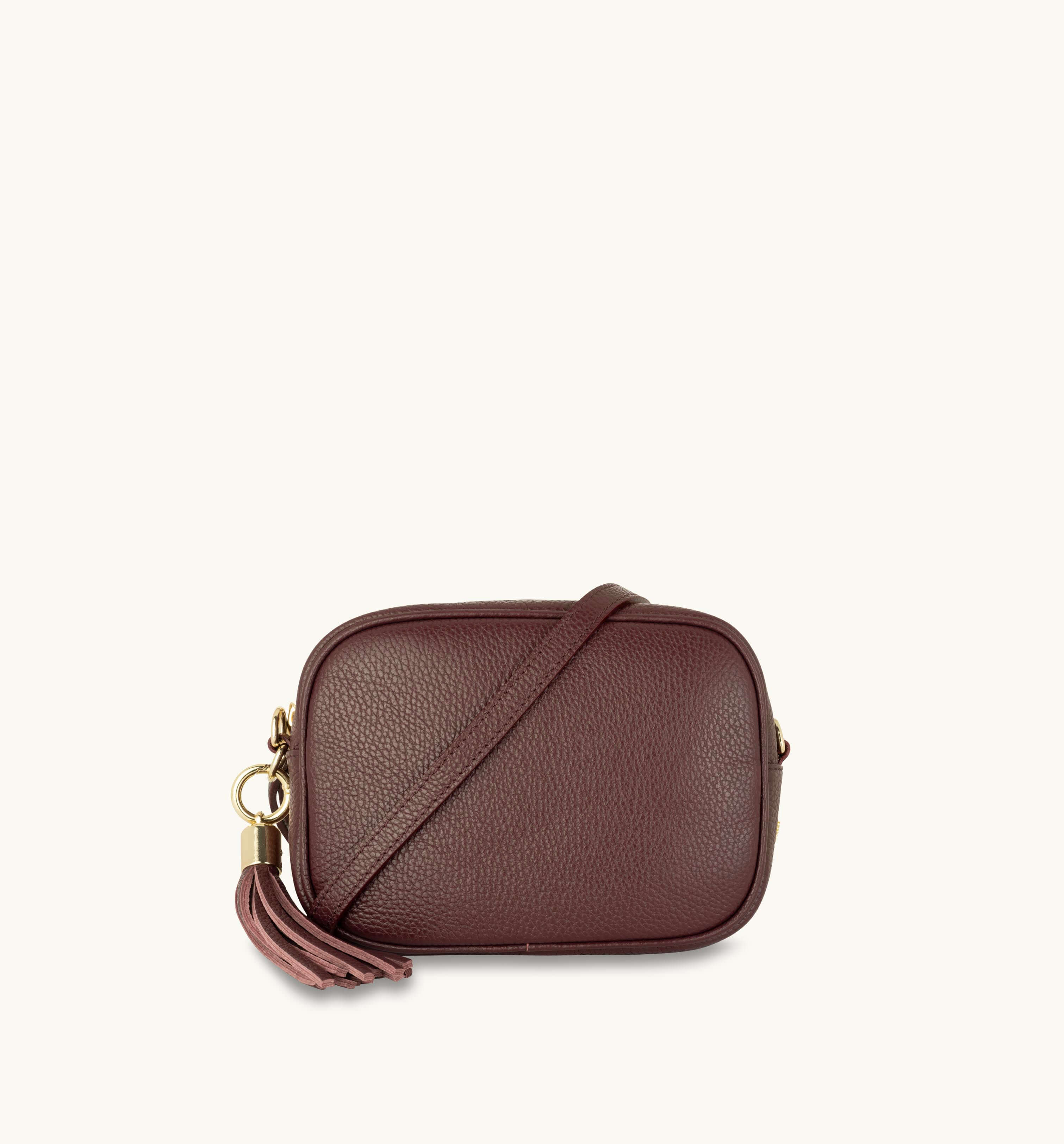 The Tassel Port Leather Crossbody Bag With Black & Red Aztec Strap