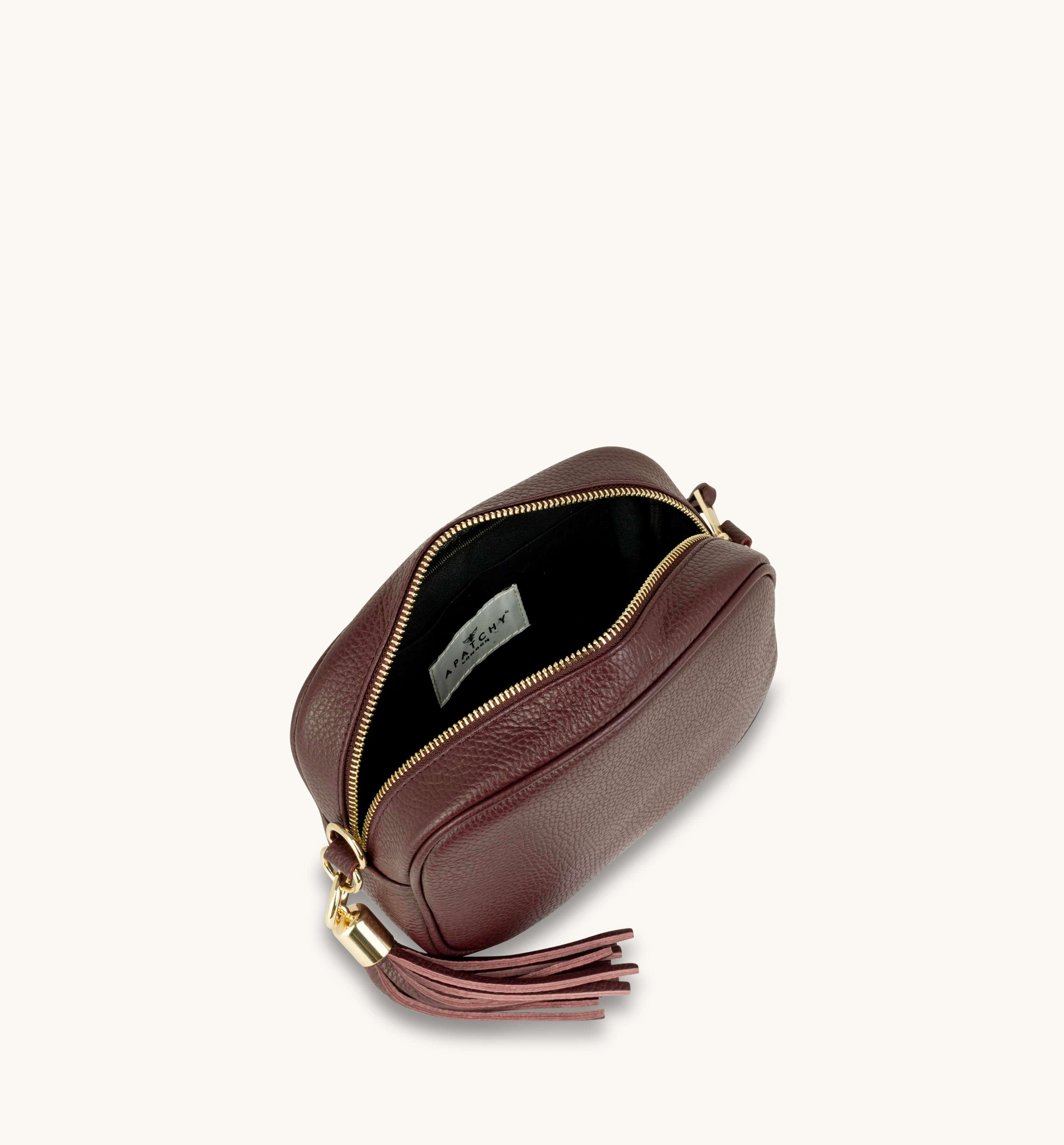 The Tassel Port Leather Crossbody Bag With Black & Red Aztec Strap