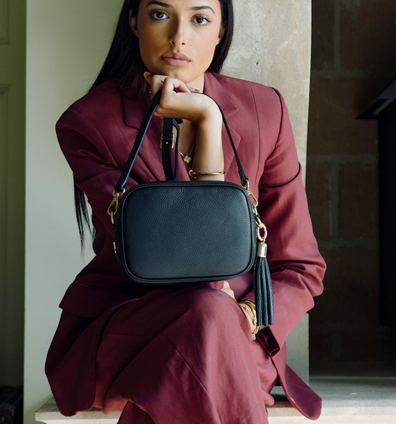 The Tassel Black Leather Crossbody Bag