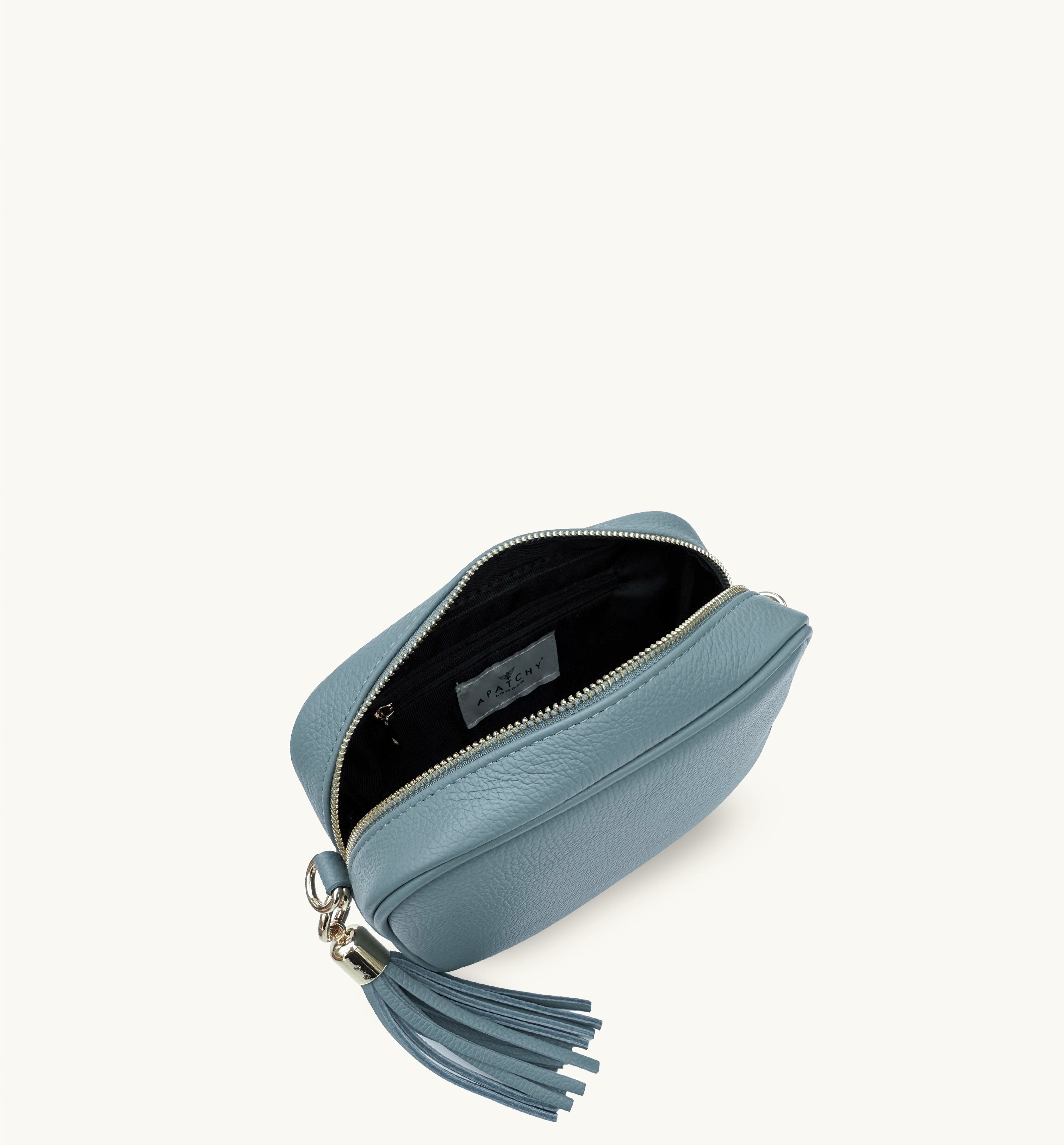 The Tassel Denim Blue Leather Crossbody Bag
