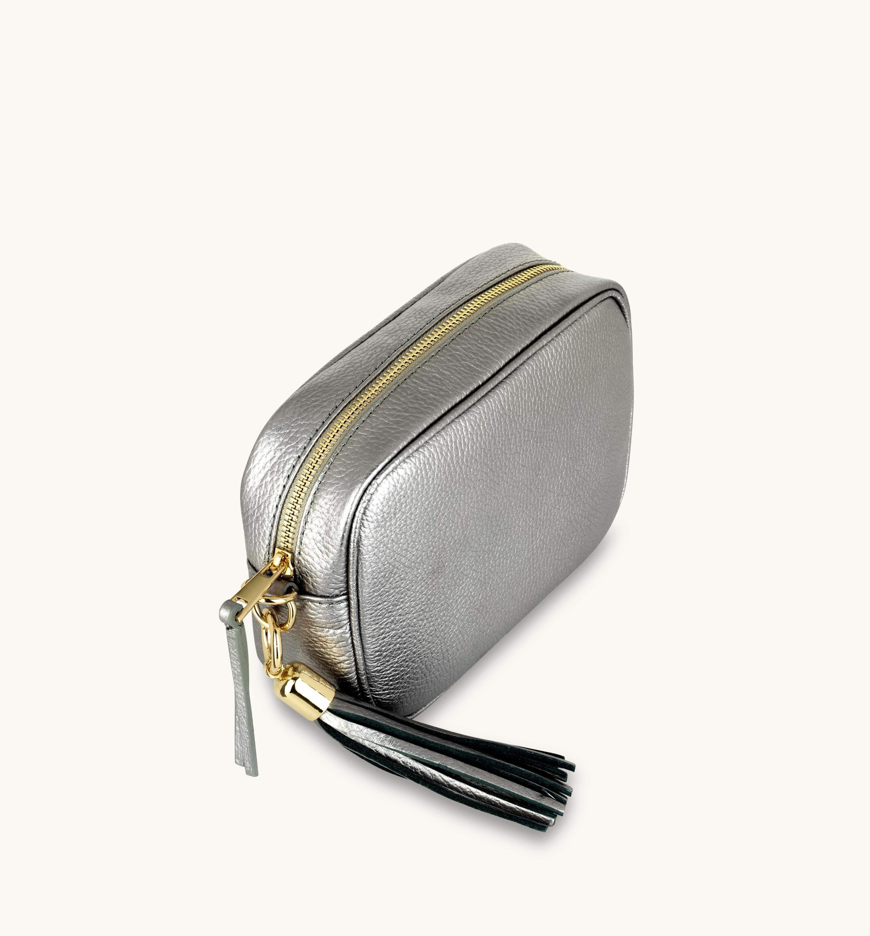 The Tassel Pewter Leather Crossbody Bag