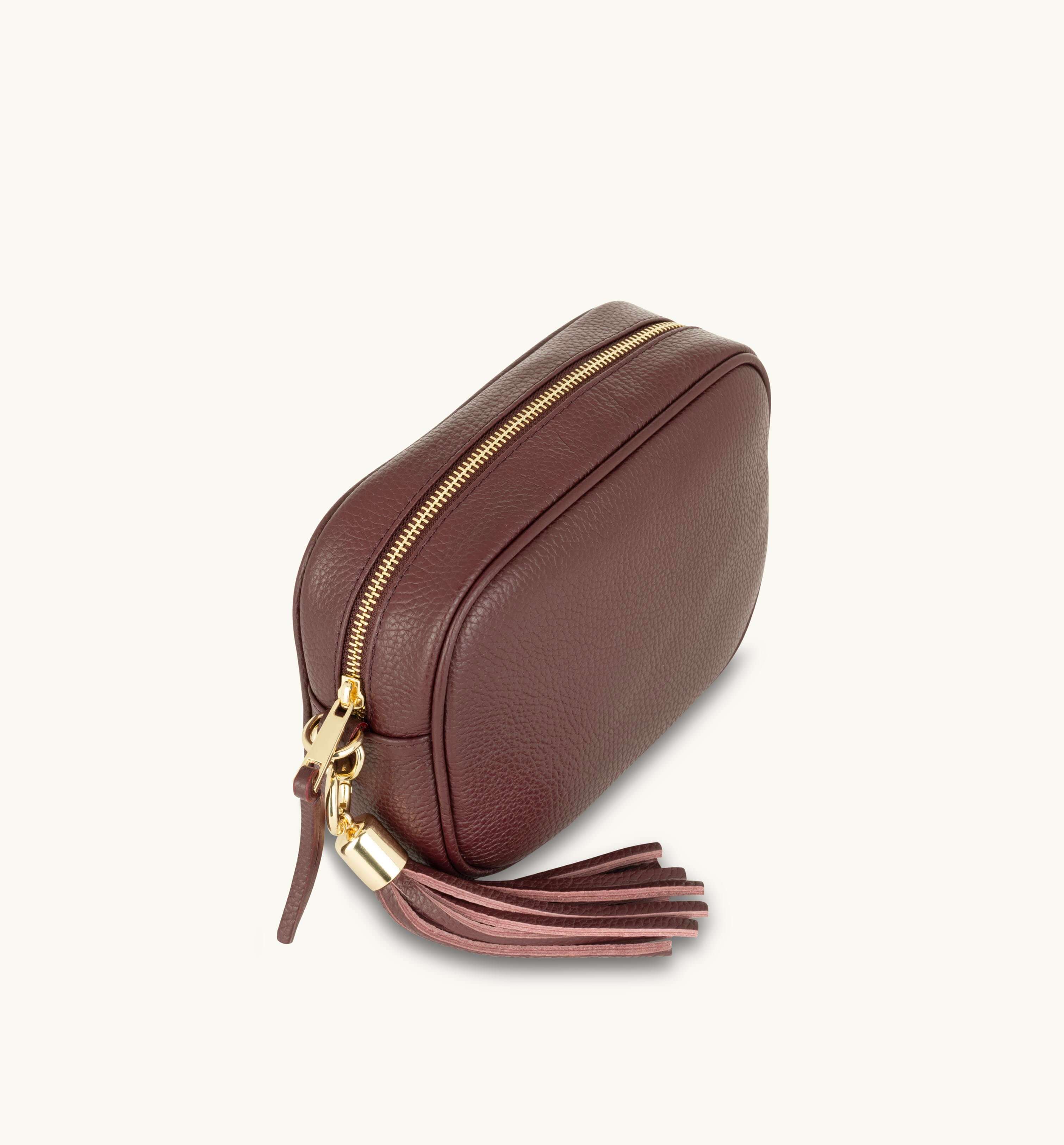 The Tassel Port Leather Crossbody Bag With Black & Red Aztec Strap