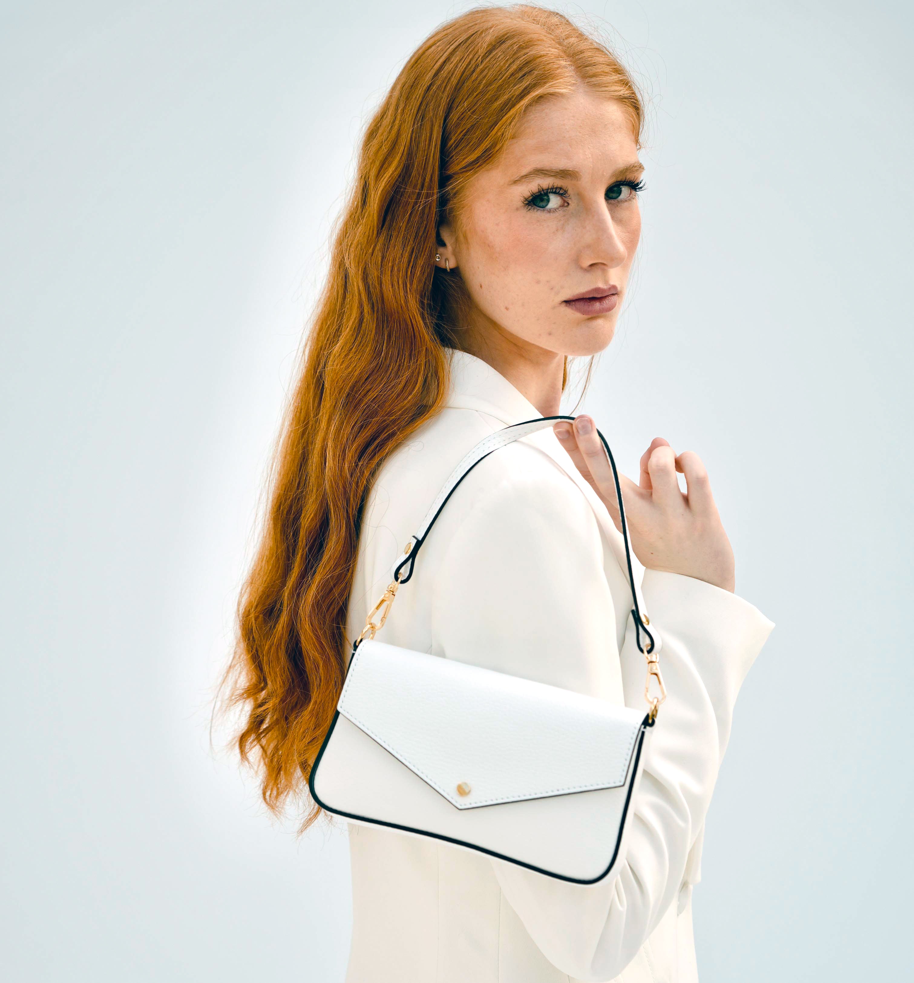 The Munro White Leather Shoulder Bag