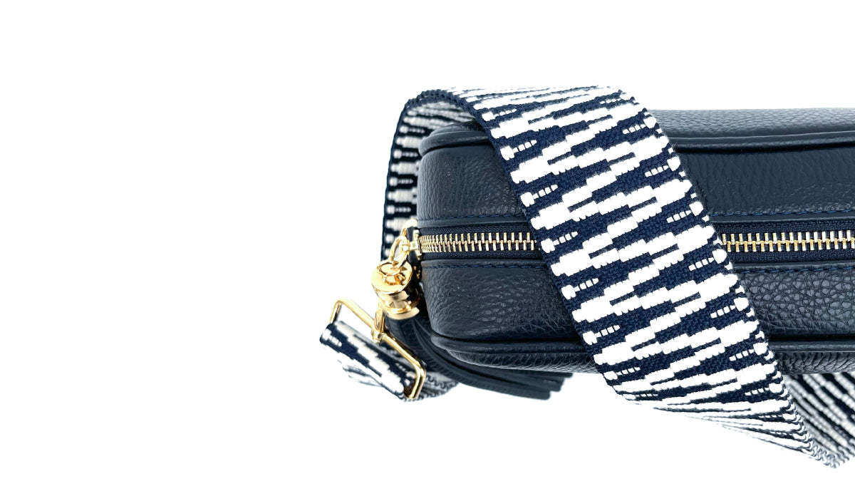 Navy and White ZigZag Strap