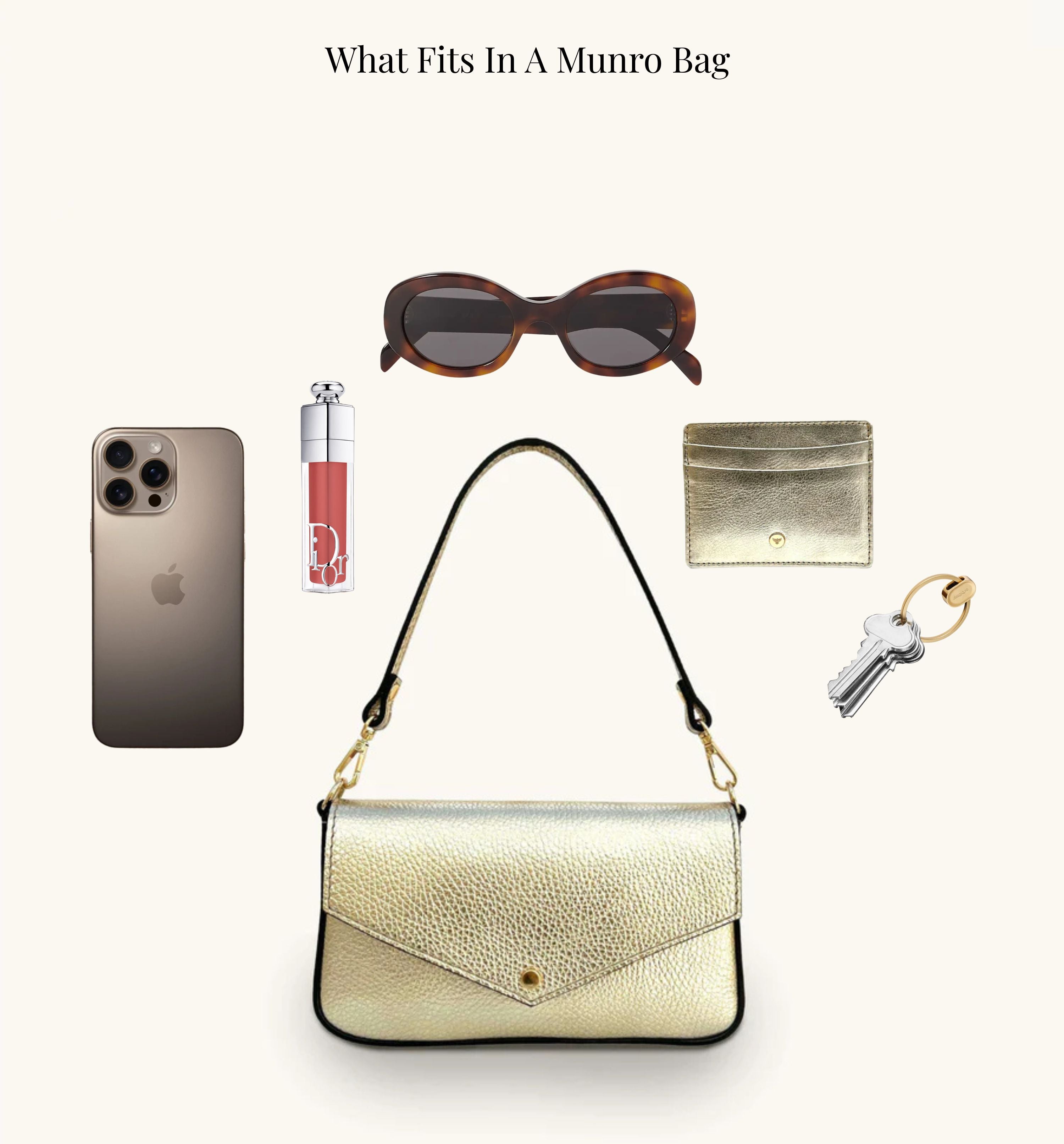 The Munro Gold Leather Shoulder Bag