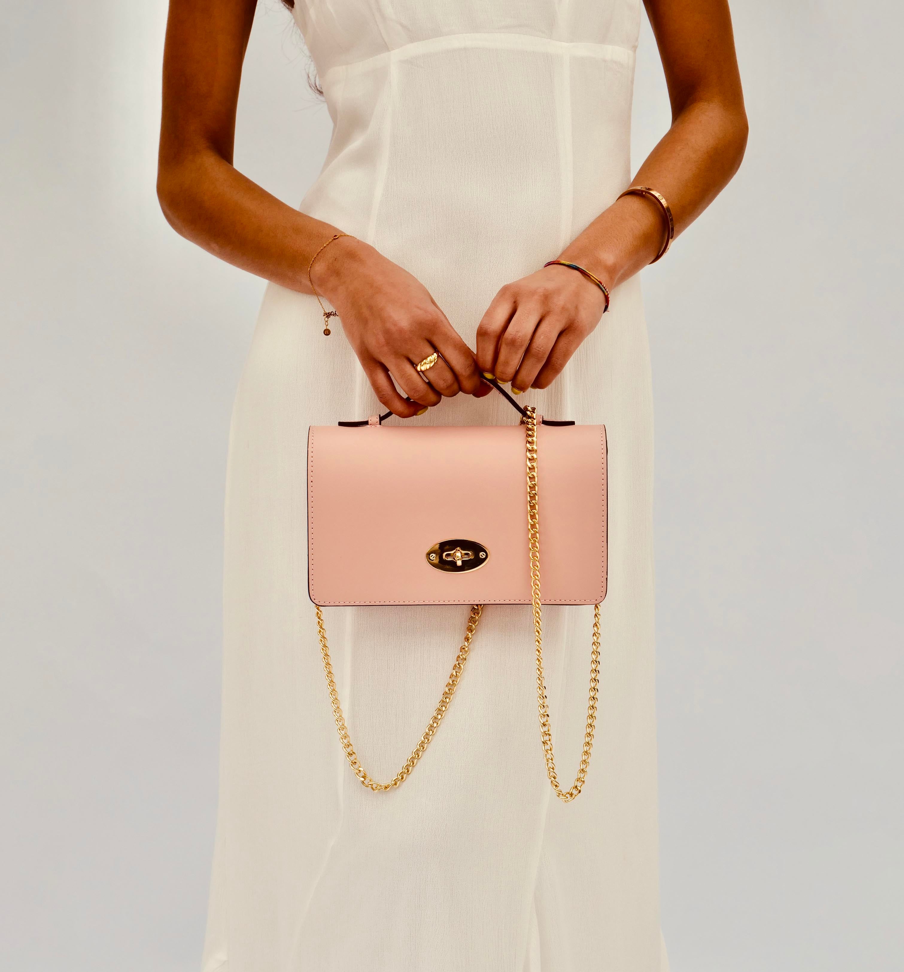 The Amelia Baby Pink Leather Bag