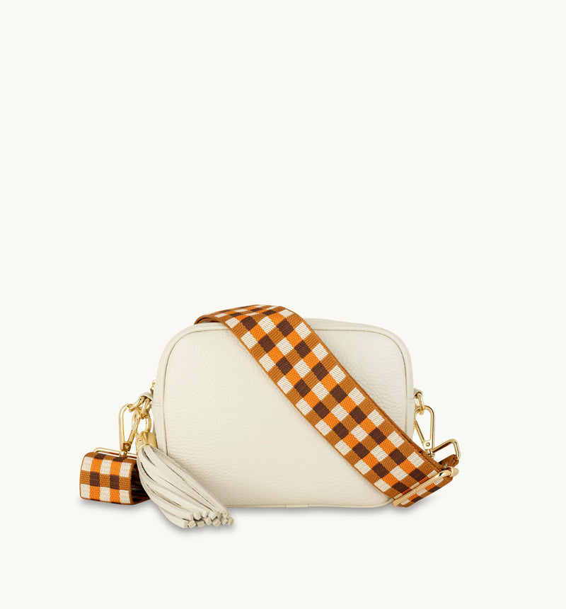 London check and leather best sale crossbody bag