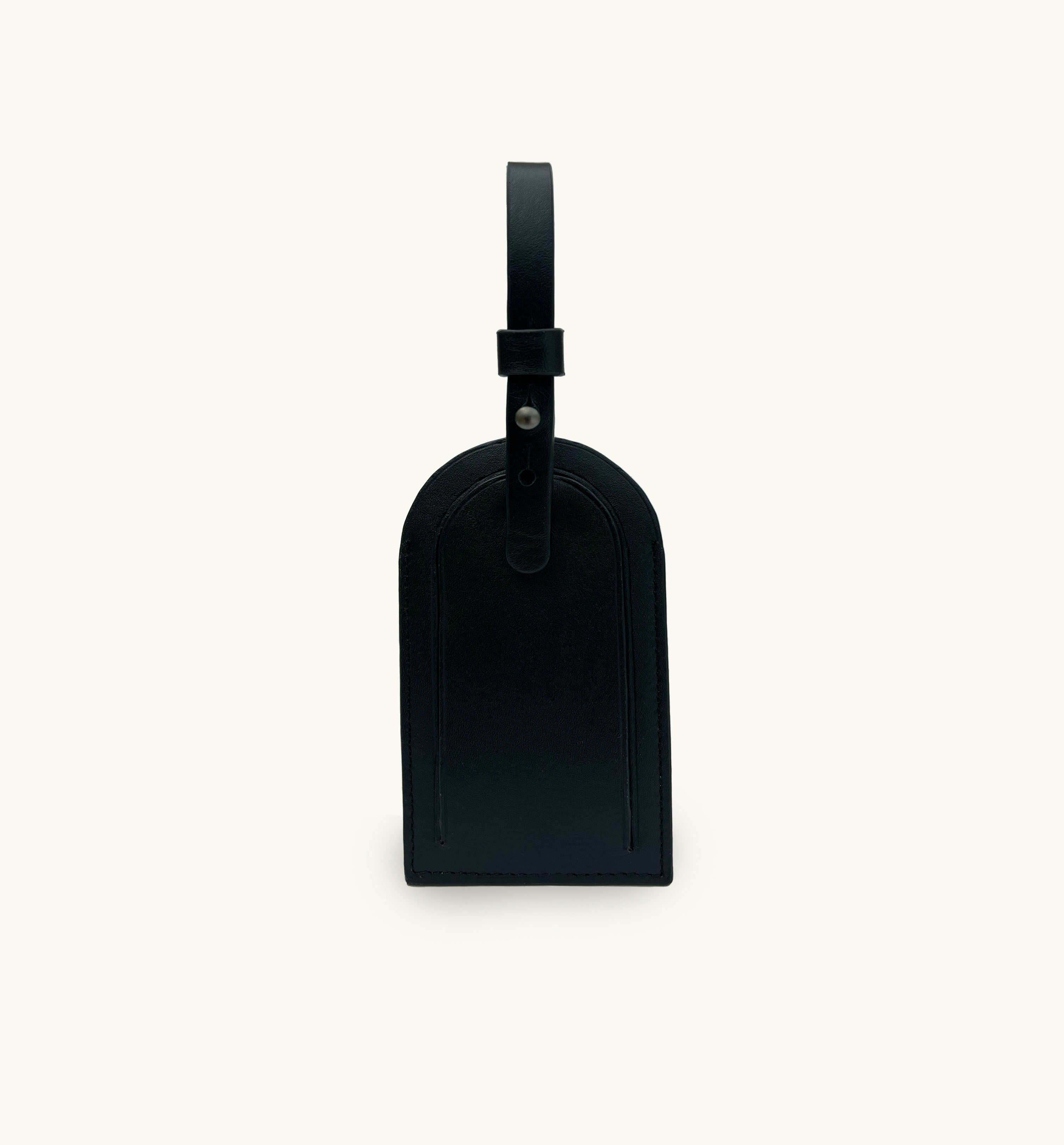 Black Leather Luggage Tag and Orange Loop Keyring Gift Set