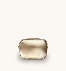 The Penelope Champagne Woven Leather Camera Bag