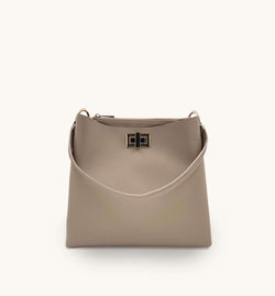 Taupe Leather Tote Bag