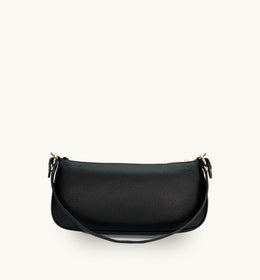 The Emily Black Leather Bag With Gold Chain Strap