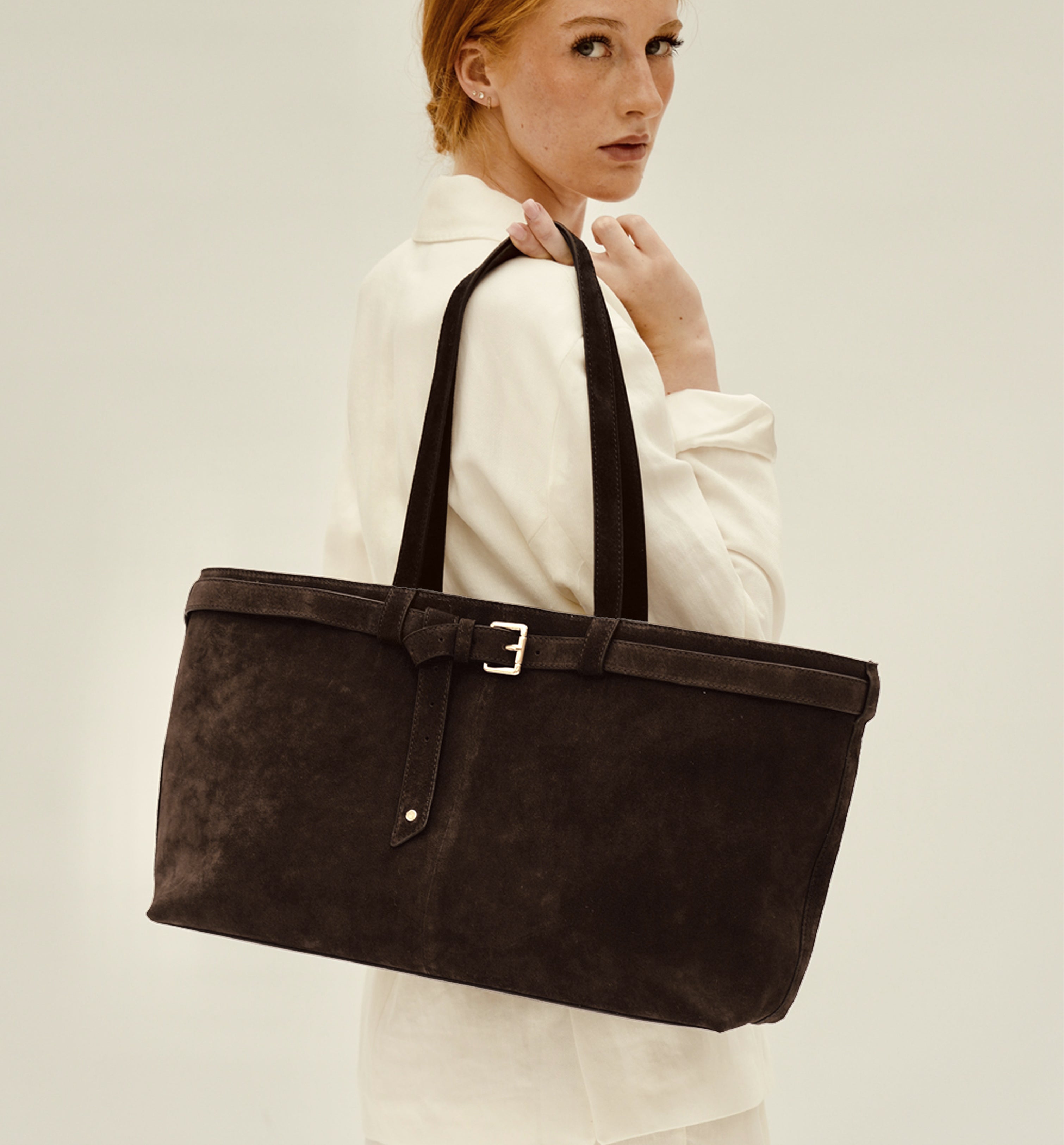 The Esme Chocolate Suede Bag