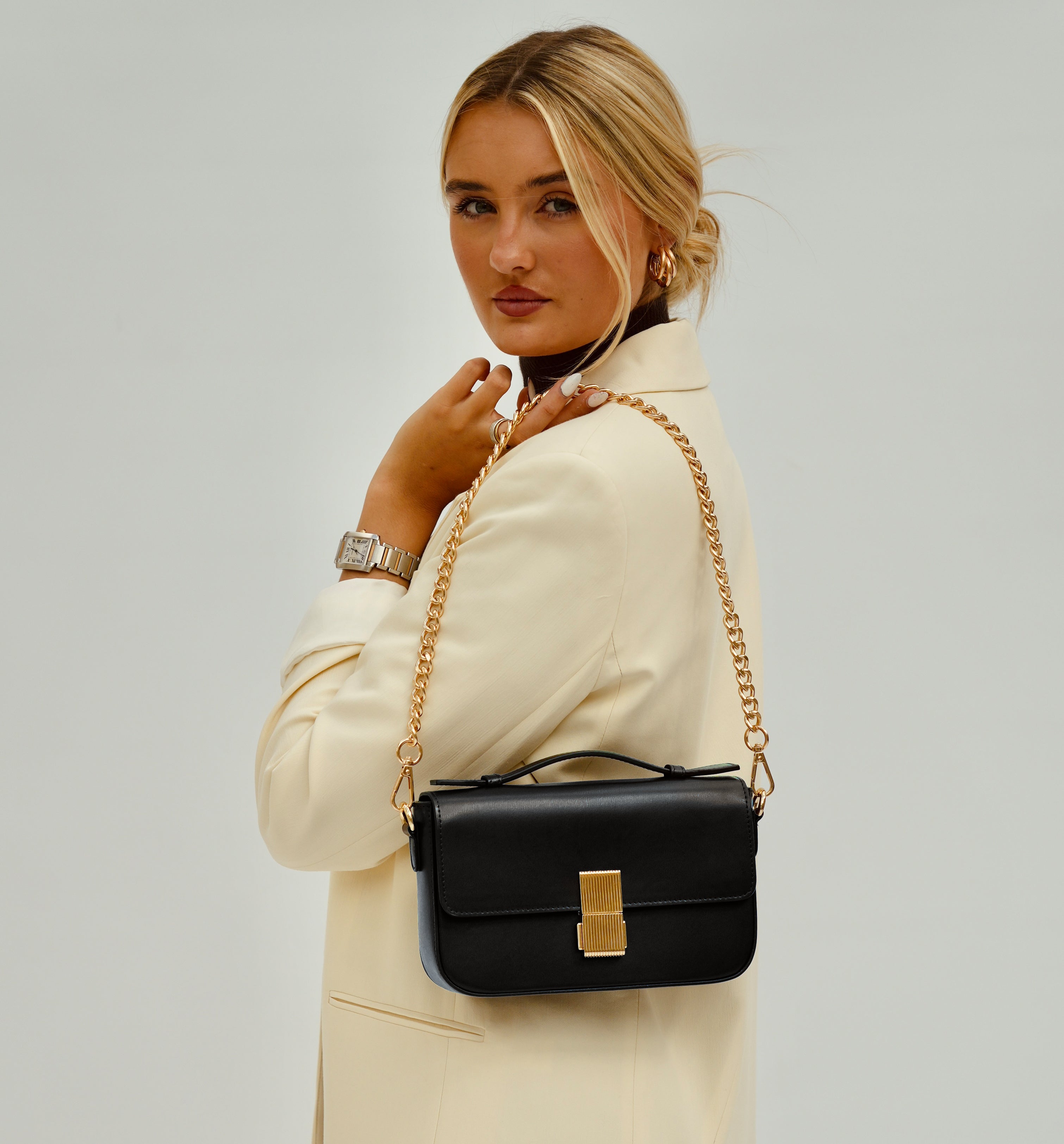 The Flora Black Leather Bag