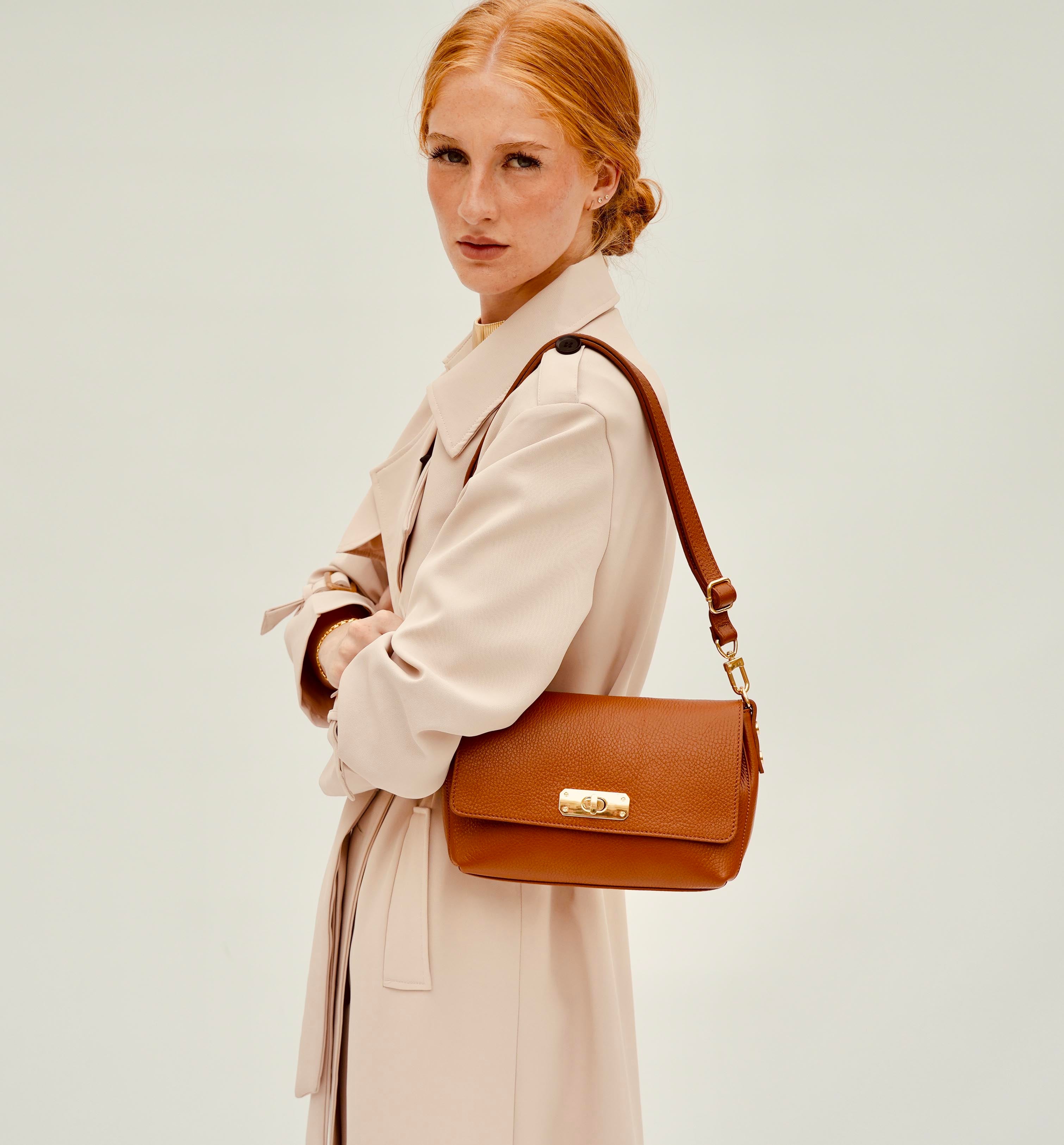 The Maisie Midi Tan Leather Bag