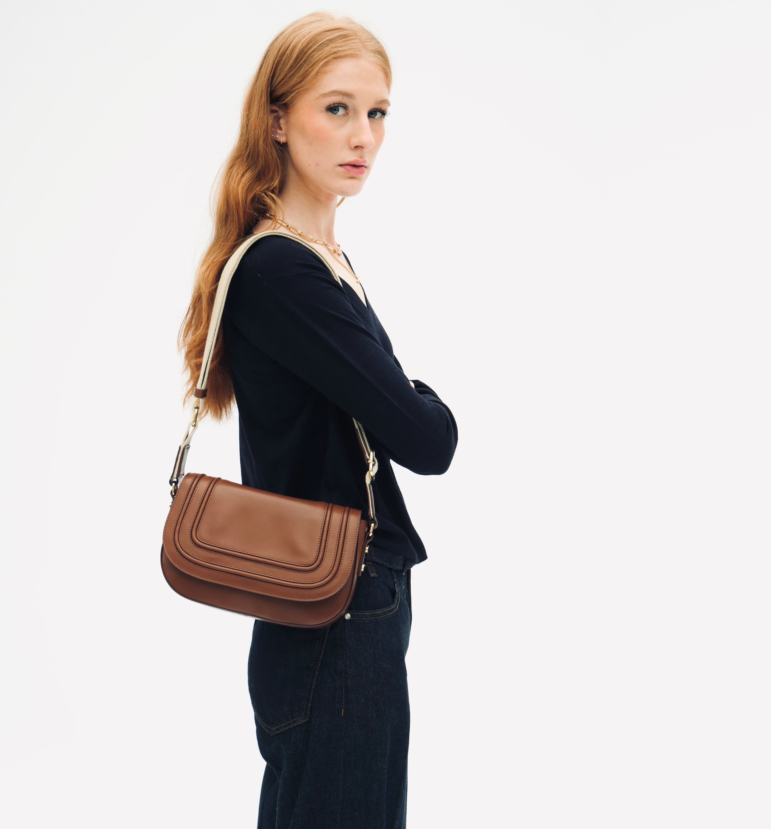 The Mimi Midi Tan Leather Bag