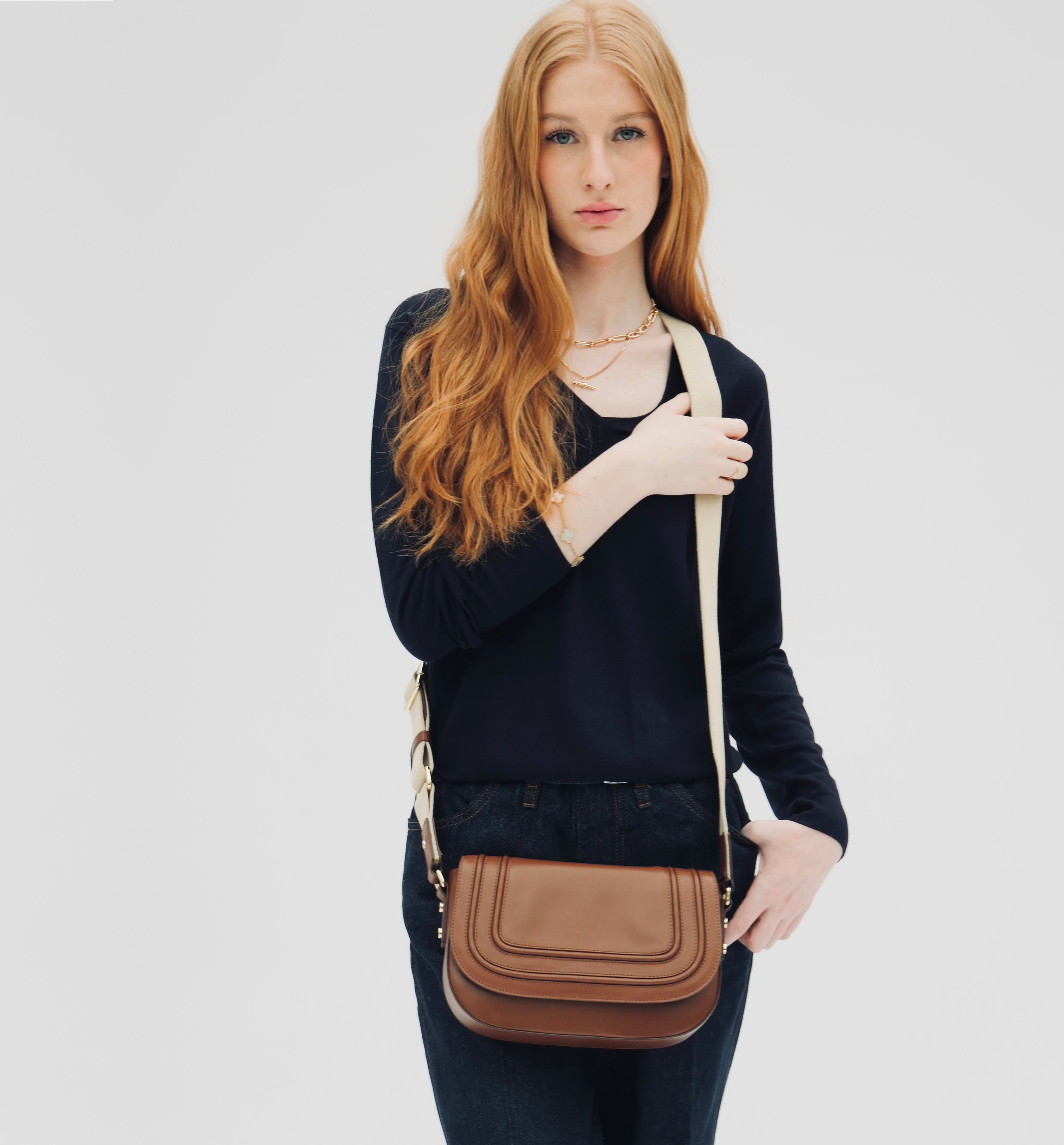 The Mimi Midi Tan Leather Bag