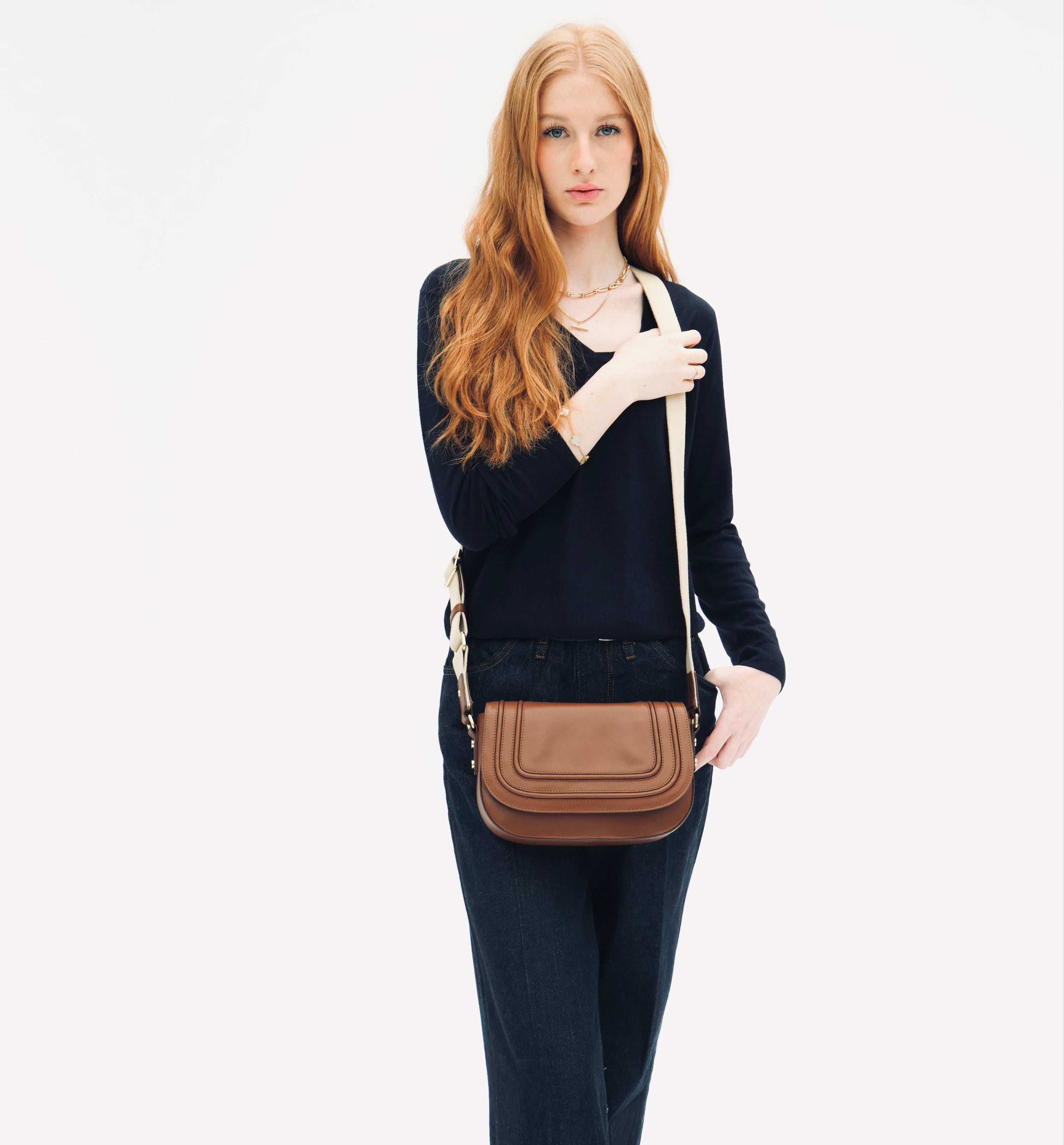 The Mimi Midi Tan Leather Bag