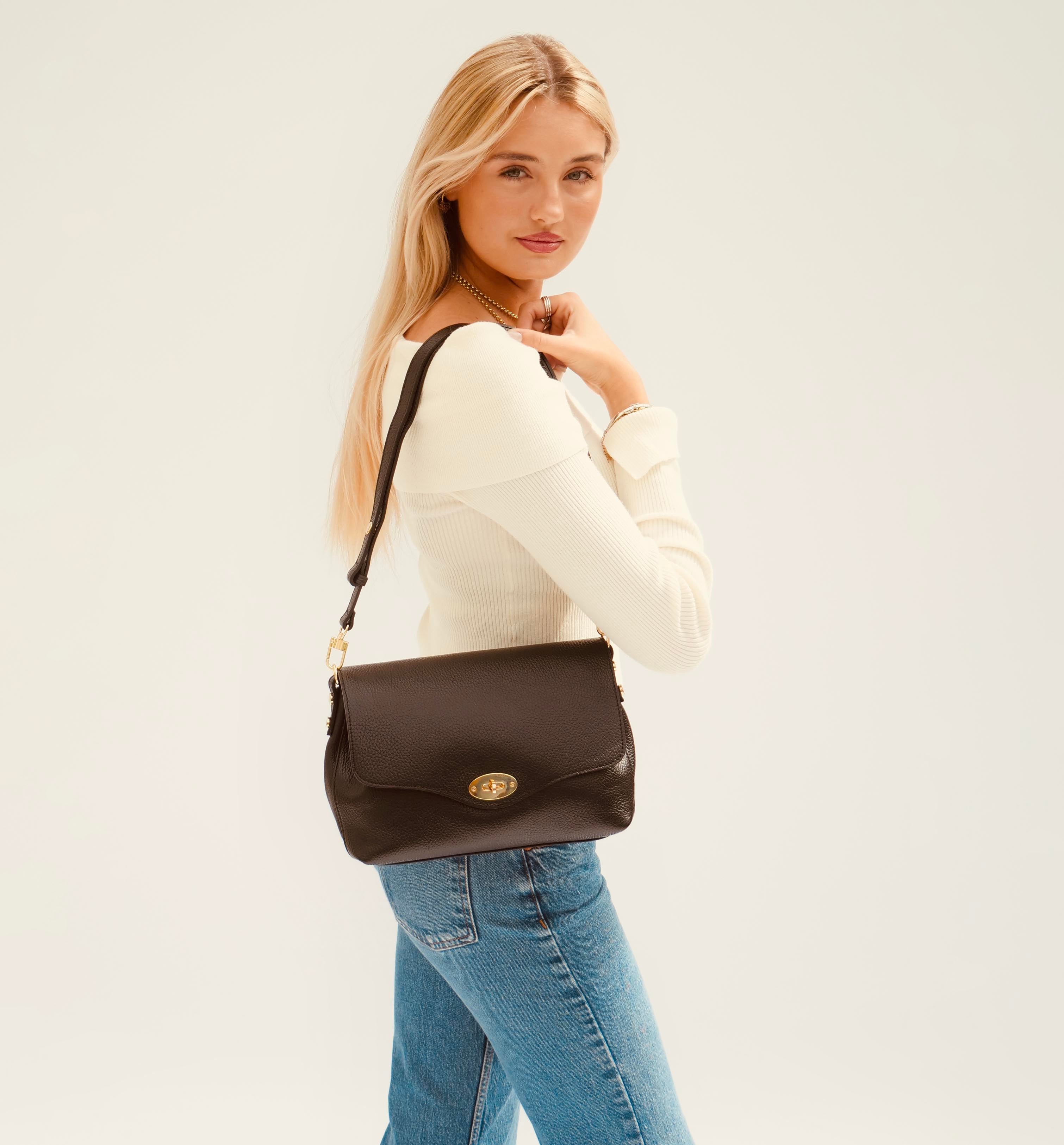 The Maddie Maxi Black Leather Bag