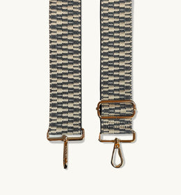 The Mini Tassel Dark Grey Leather Phone Bag With Midnight Zigzag Strap
