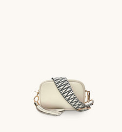 The Mini Tassel Stone Leather Phone Bag With Midnight Zigzag Strap