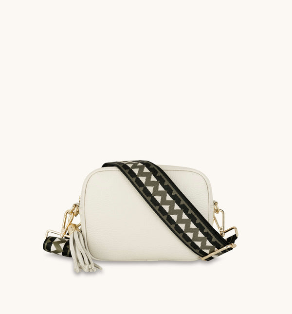 Apatchy London Stone Tassel Bag With Olive Zigzag Strap