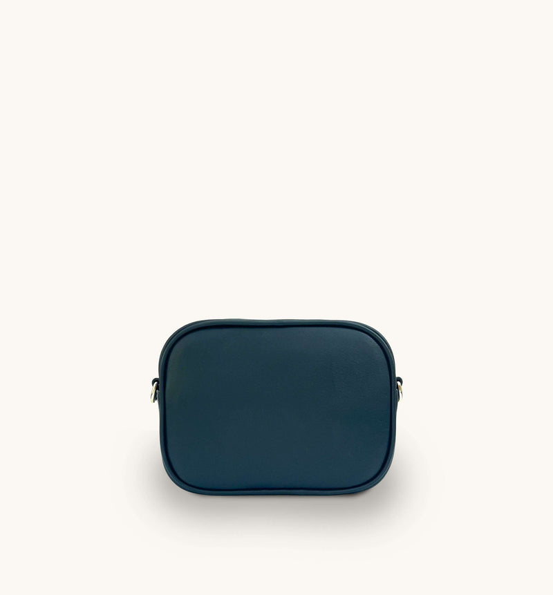 The Penelope Navy Woven Leather Camera Bag