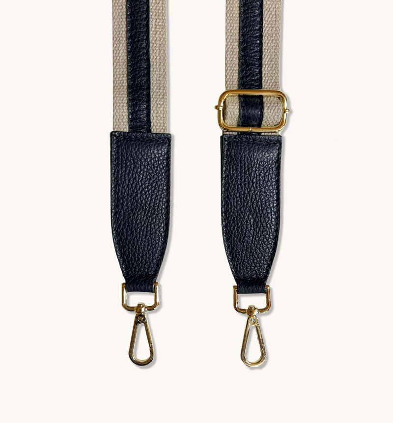 Apatchy Navy Leather and Canvas Strap