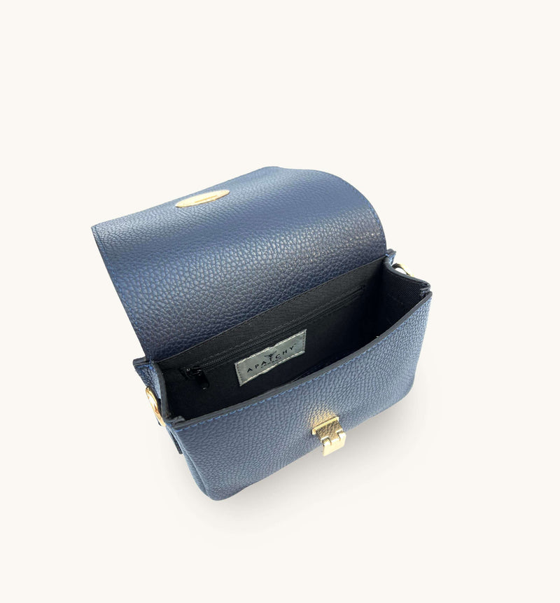 Small navy sales leather handbag