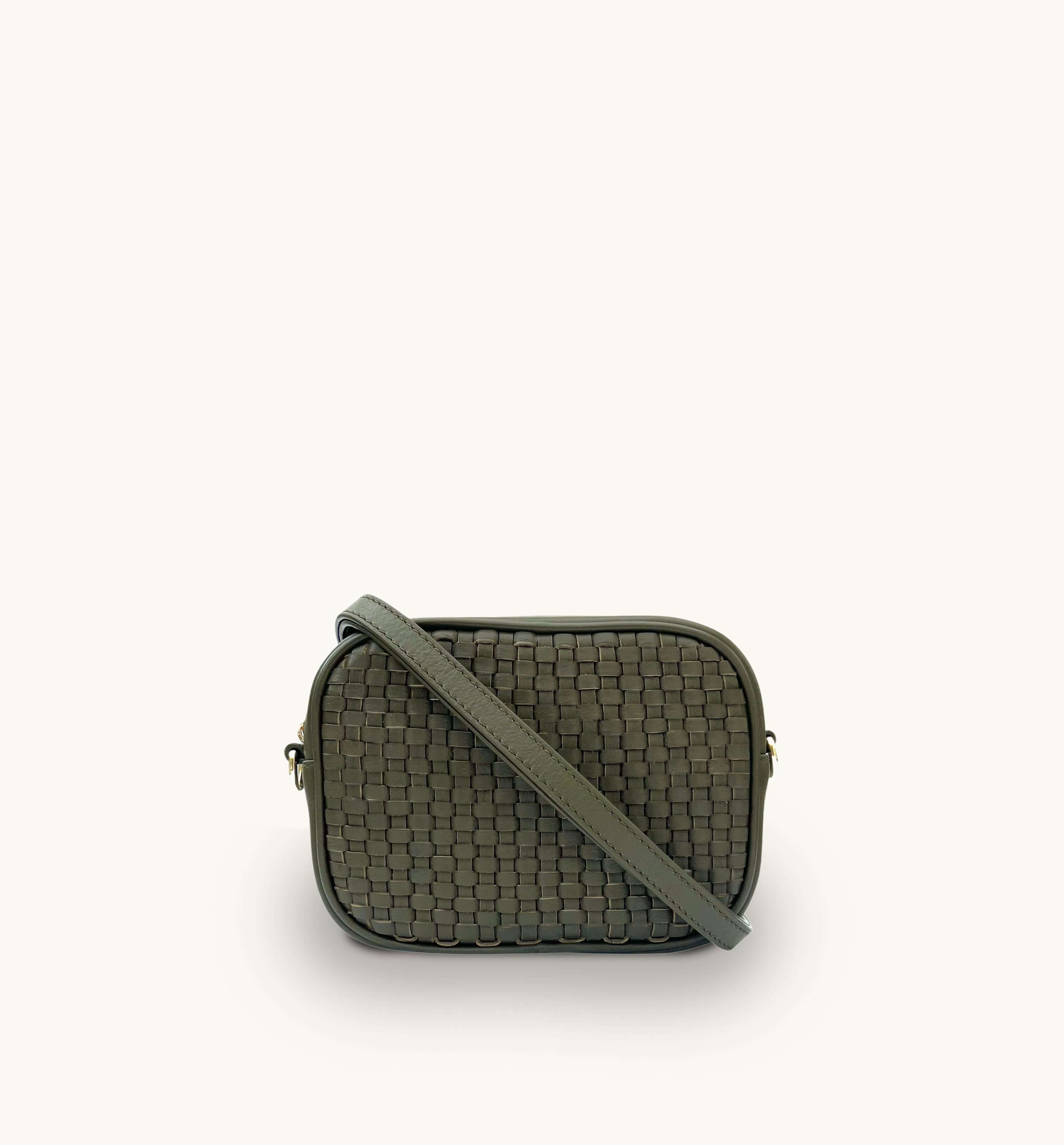 Apatchy London The Penelope Olive Woven Leather Camera Bag