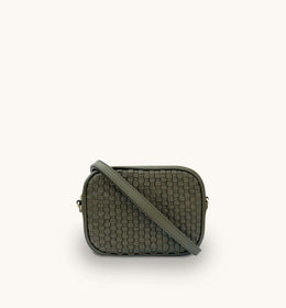 Apatchy London The Penelope Olive Woven Leather Camera Bag