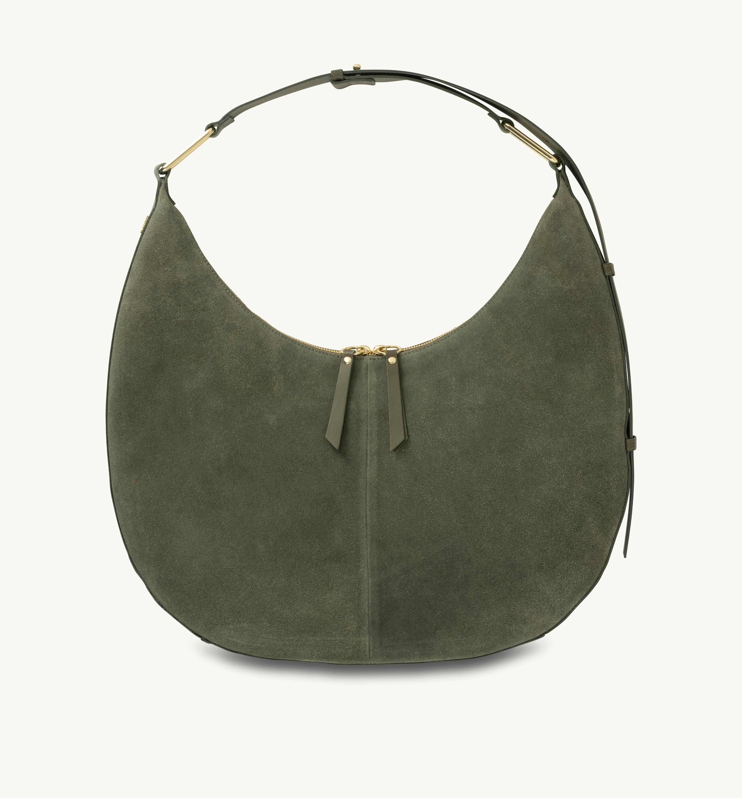 Olive green suede handbag online