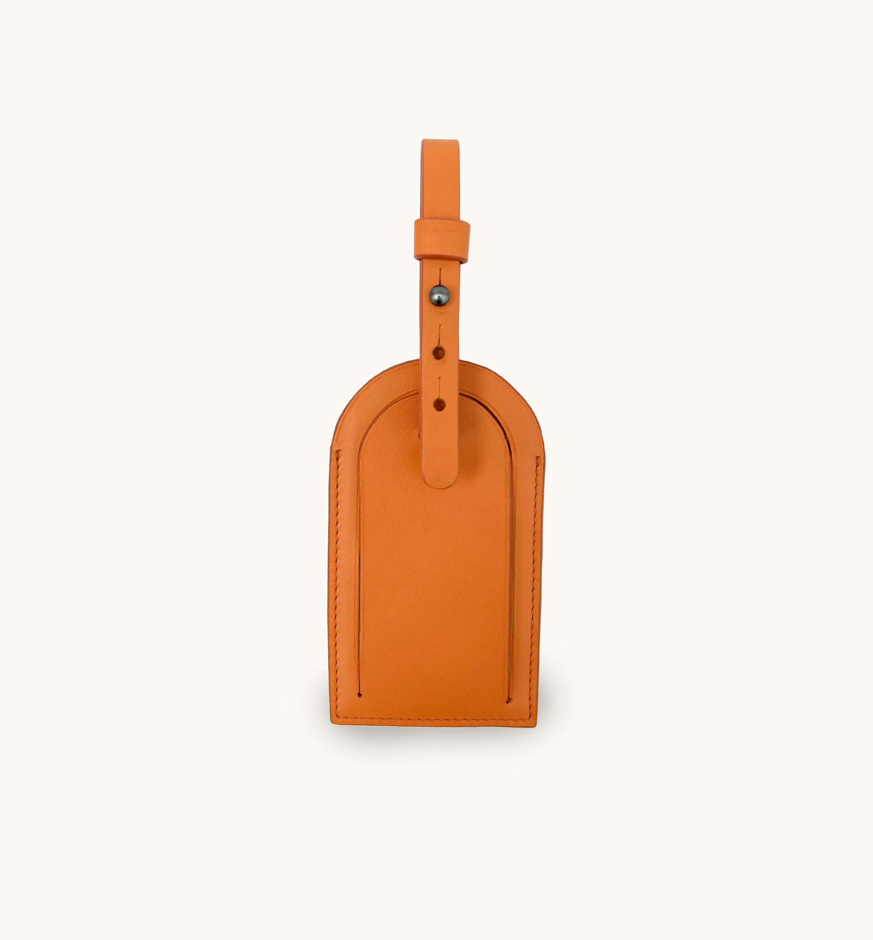 Orange Leather Luggage Tag