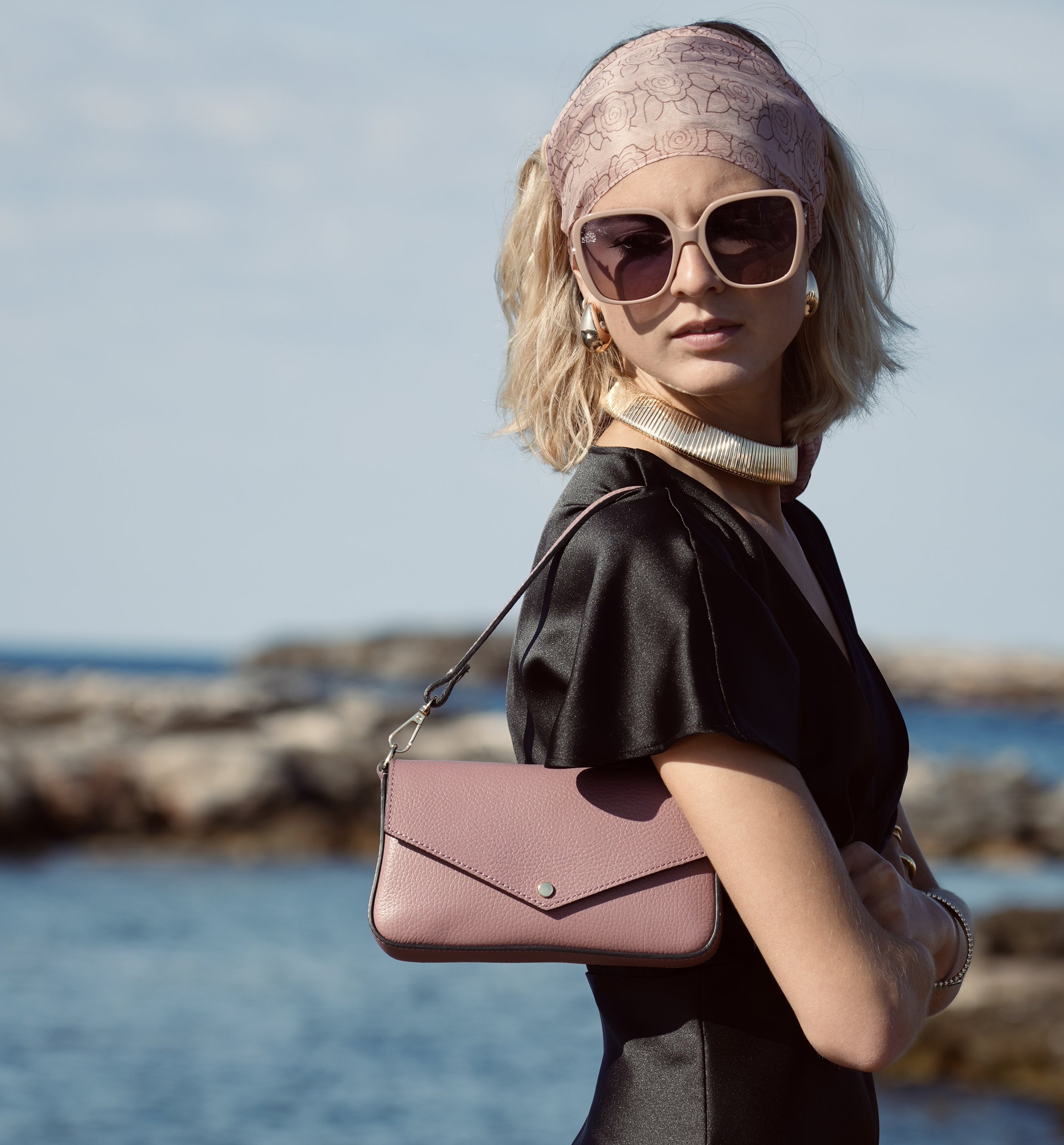 The Munro Antique Rose Leather Shoulder Bag
