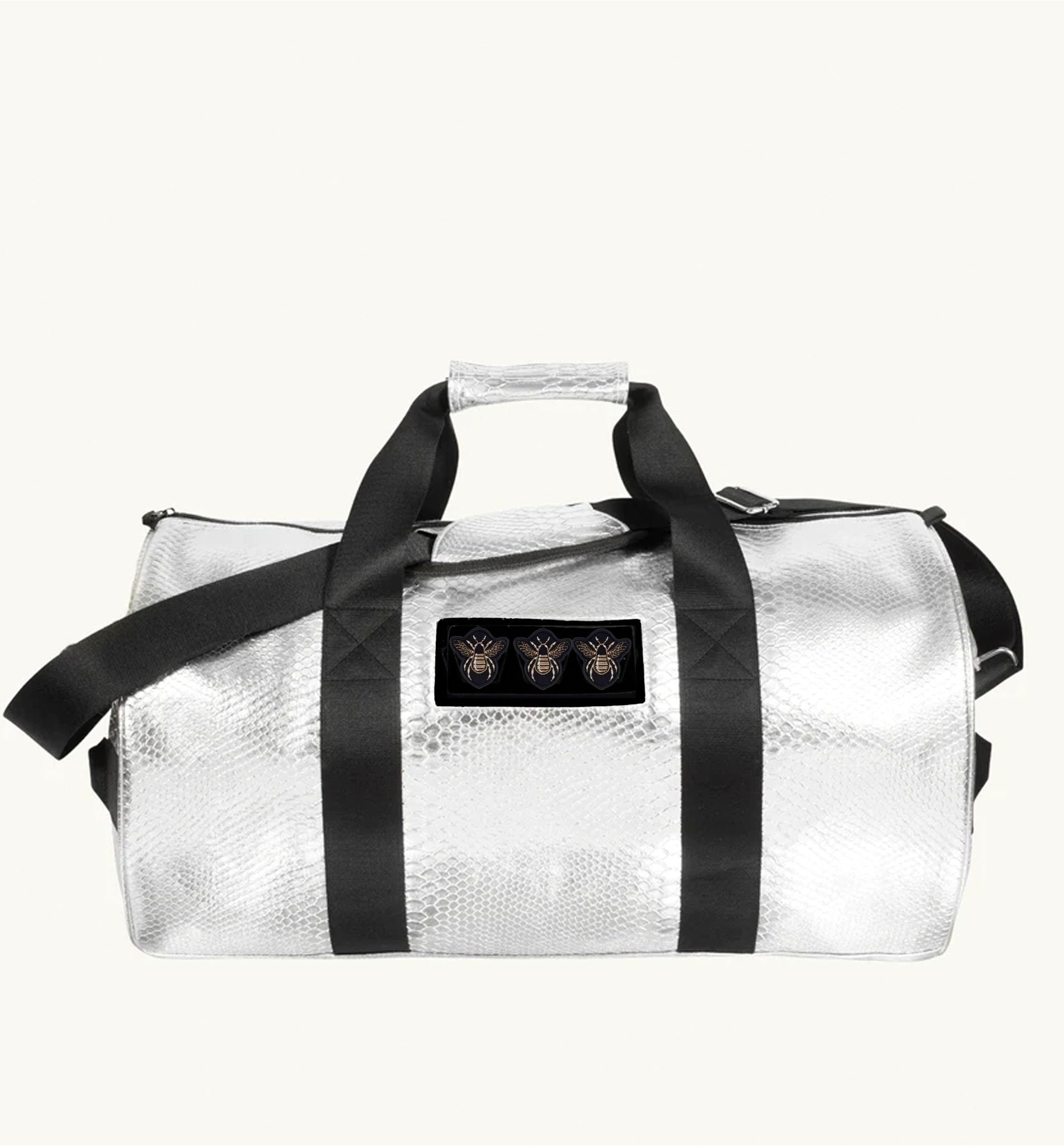 Silver Snakeskin Large Kit Bag - 3 Bees