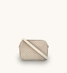 Apatchy London The Penelope Stone Woven Leather Camera Bag