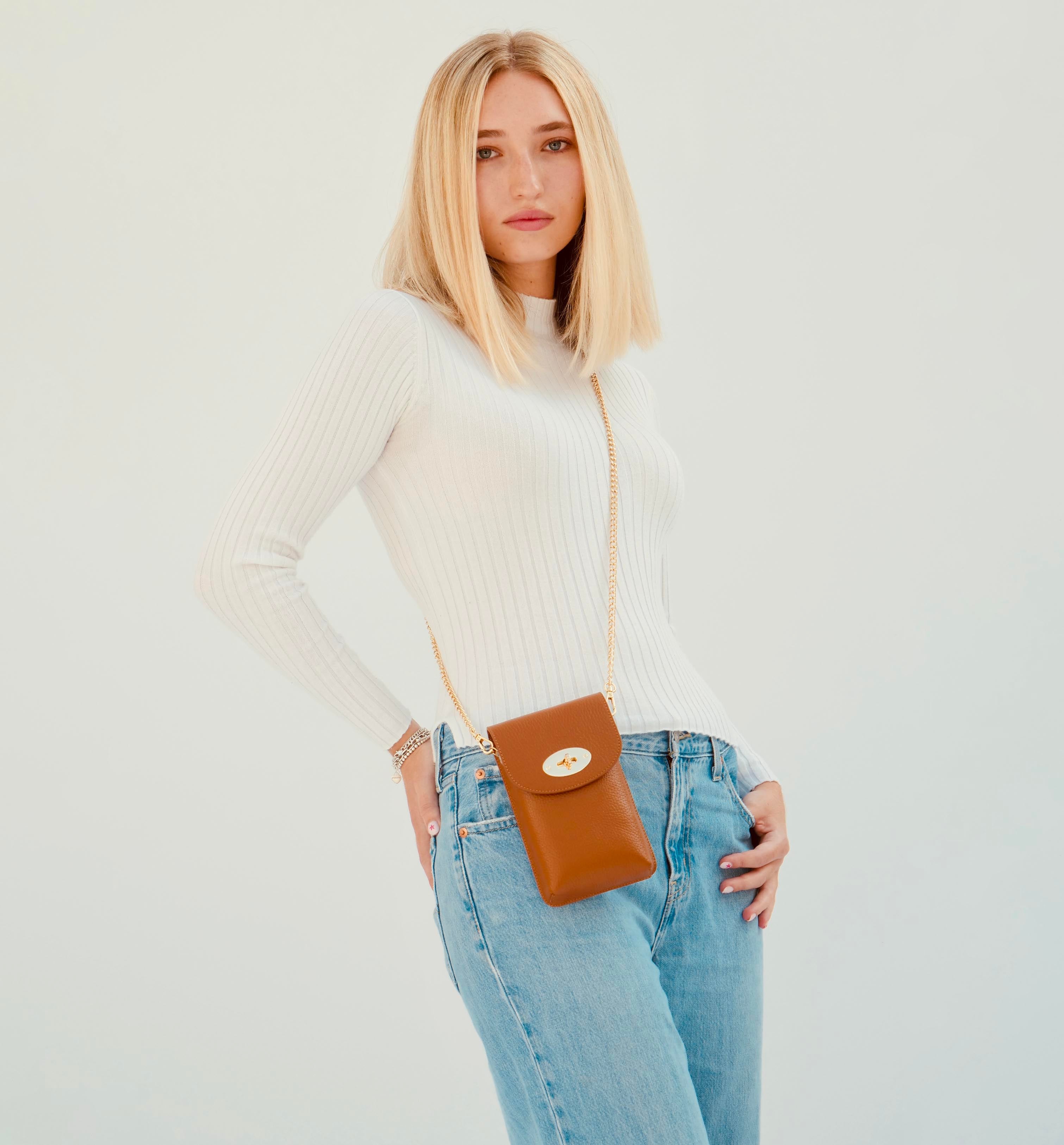 The Frankie Tan Leather Phone Bag