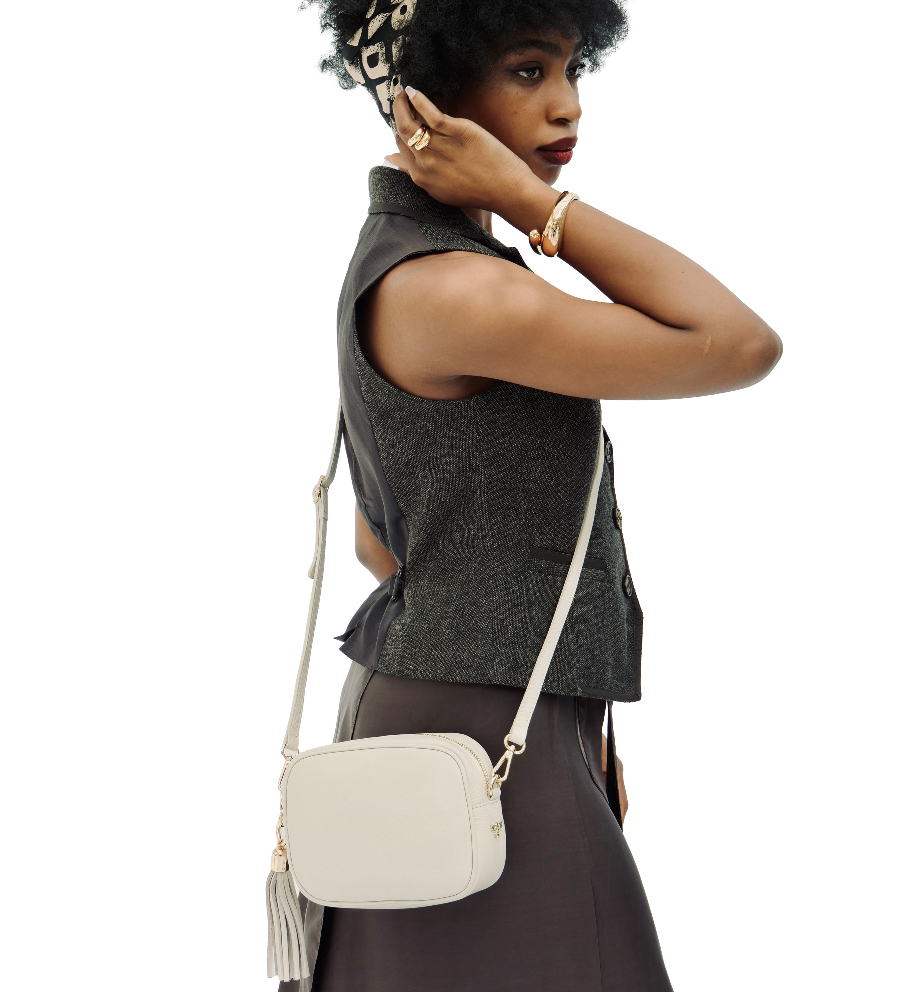 Light Grey Leather Camera Bag