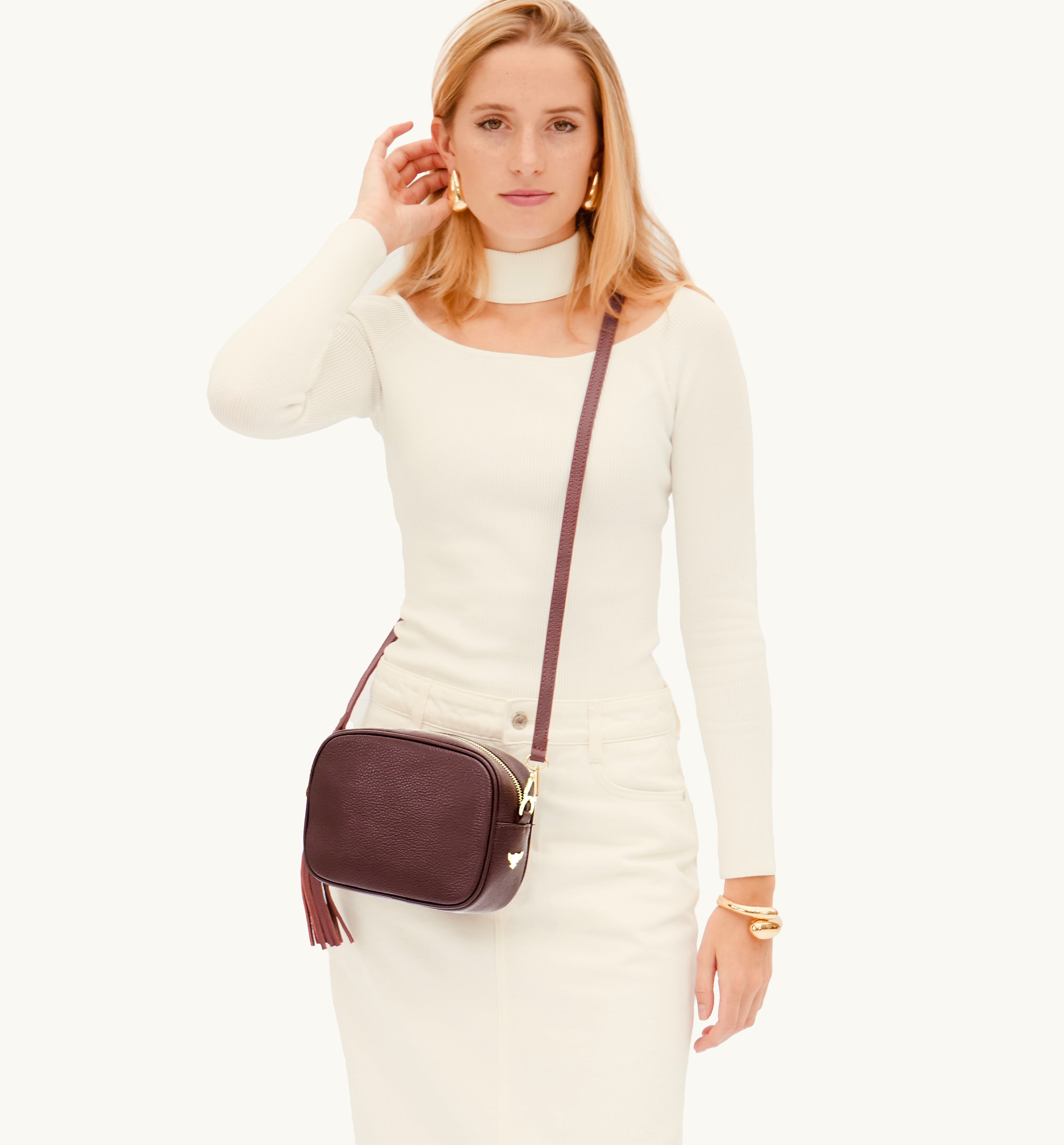 The Tassel Burgundy Leather Crossbody Bag