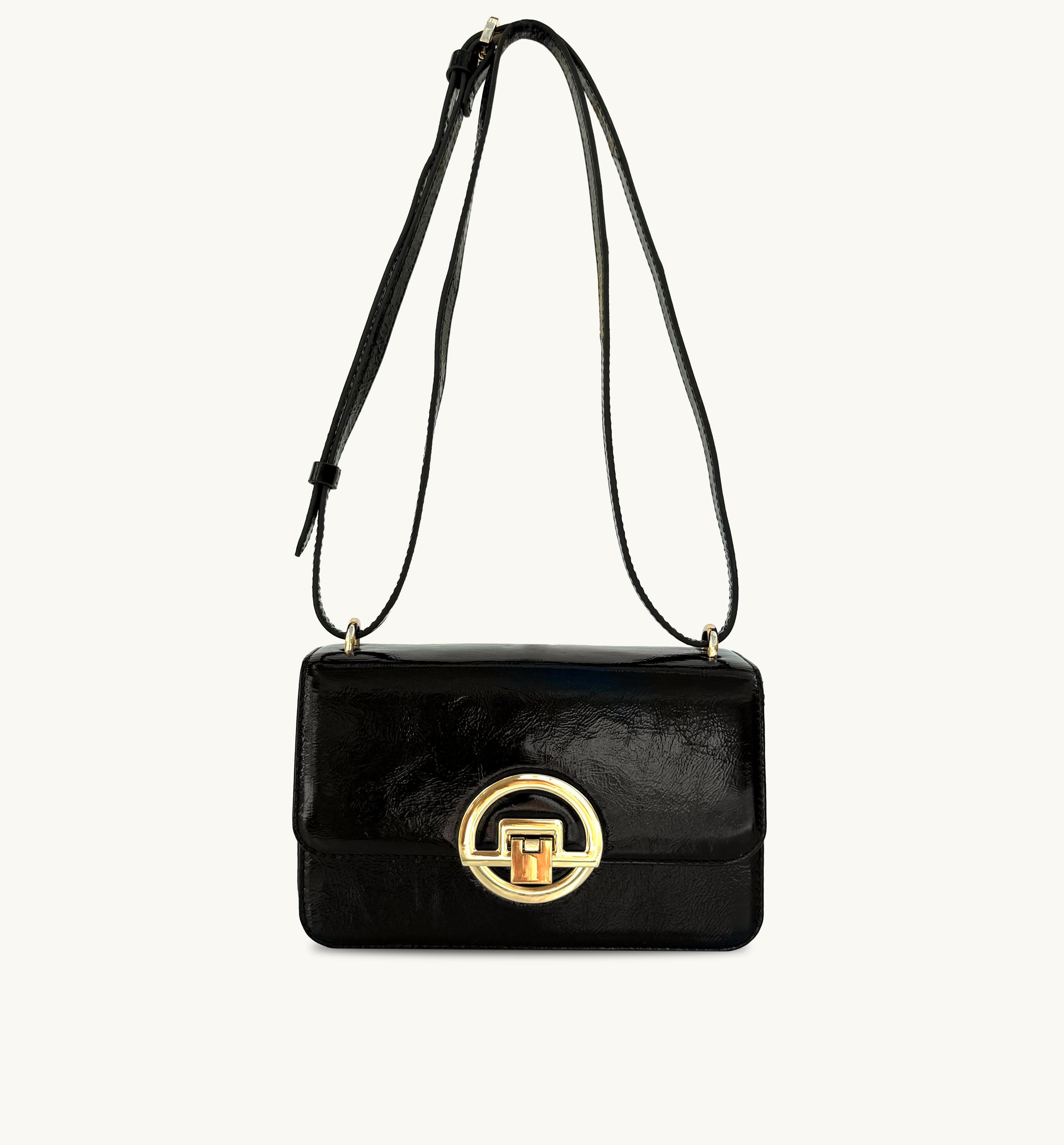 The Tilly Black Crinkle Patent Leather Bag