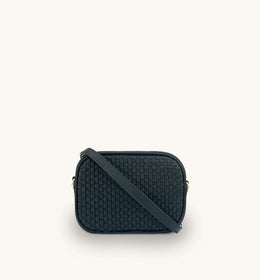 Apatchy London The Penelope Black Woven Leather Camera Bag