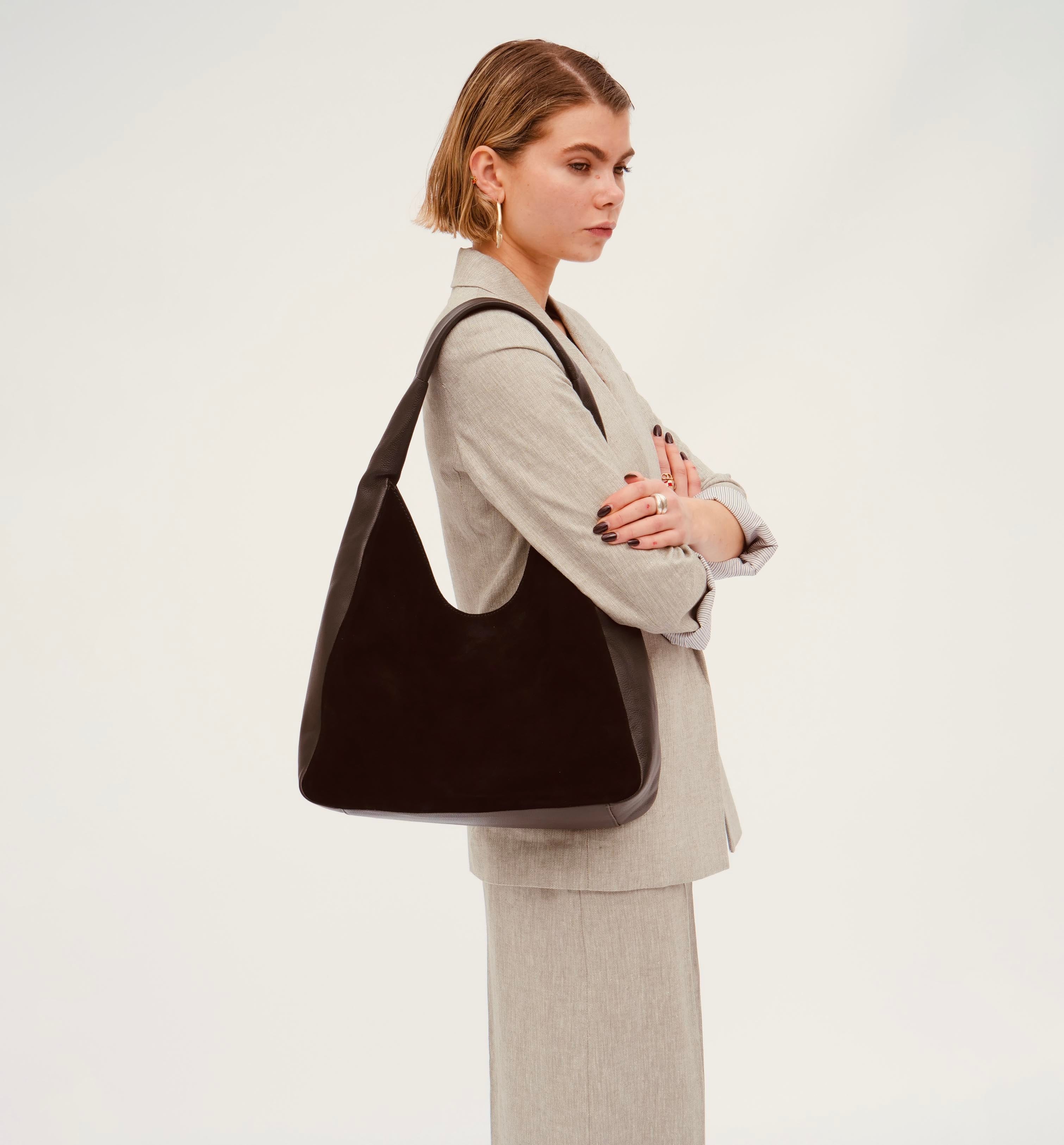 The Henry Black Leather And Suede Hobo Bag