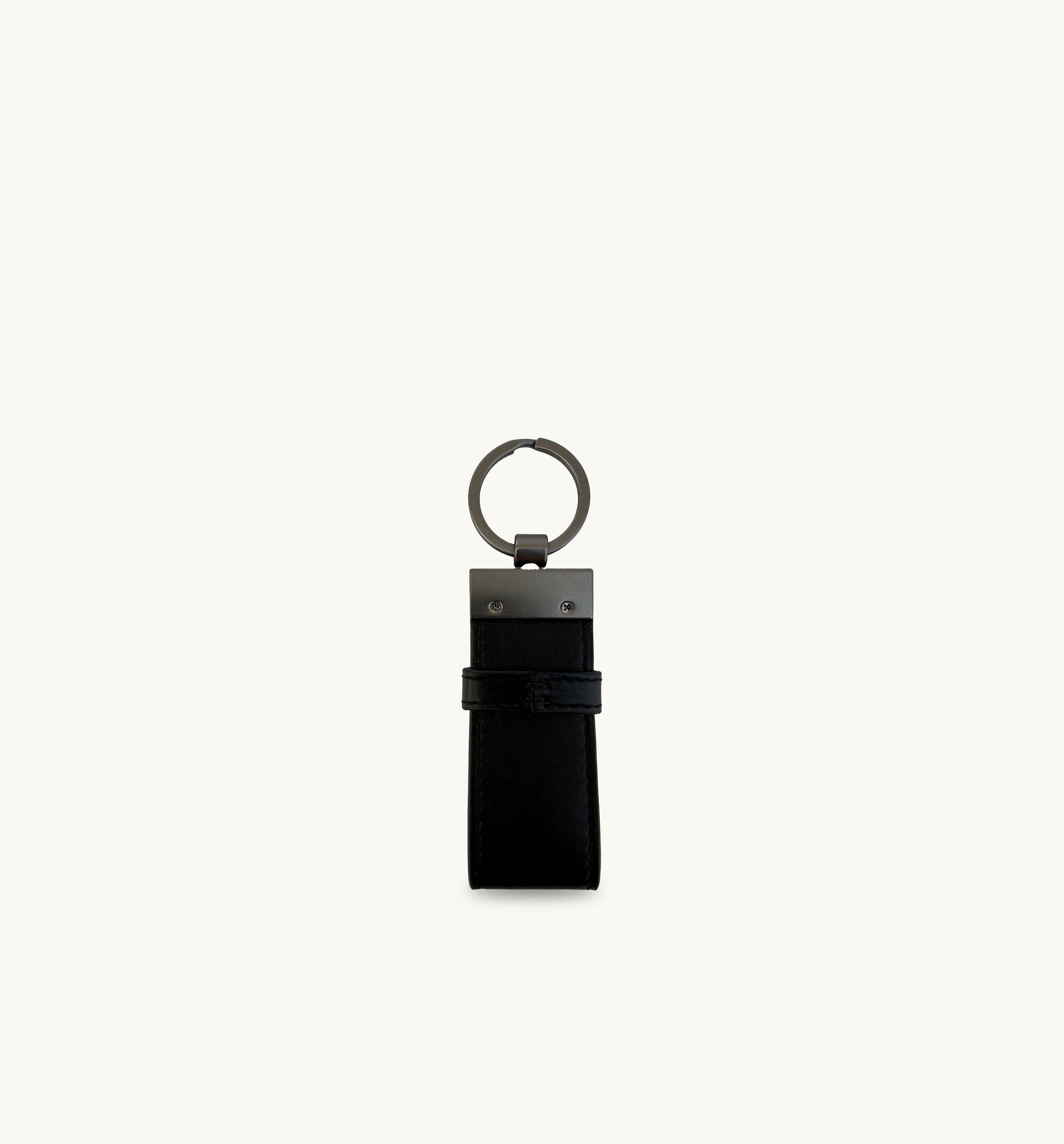 Black Leather Luggage Tag and Loop Keyring Gift Set