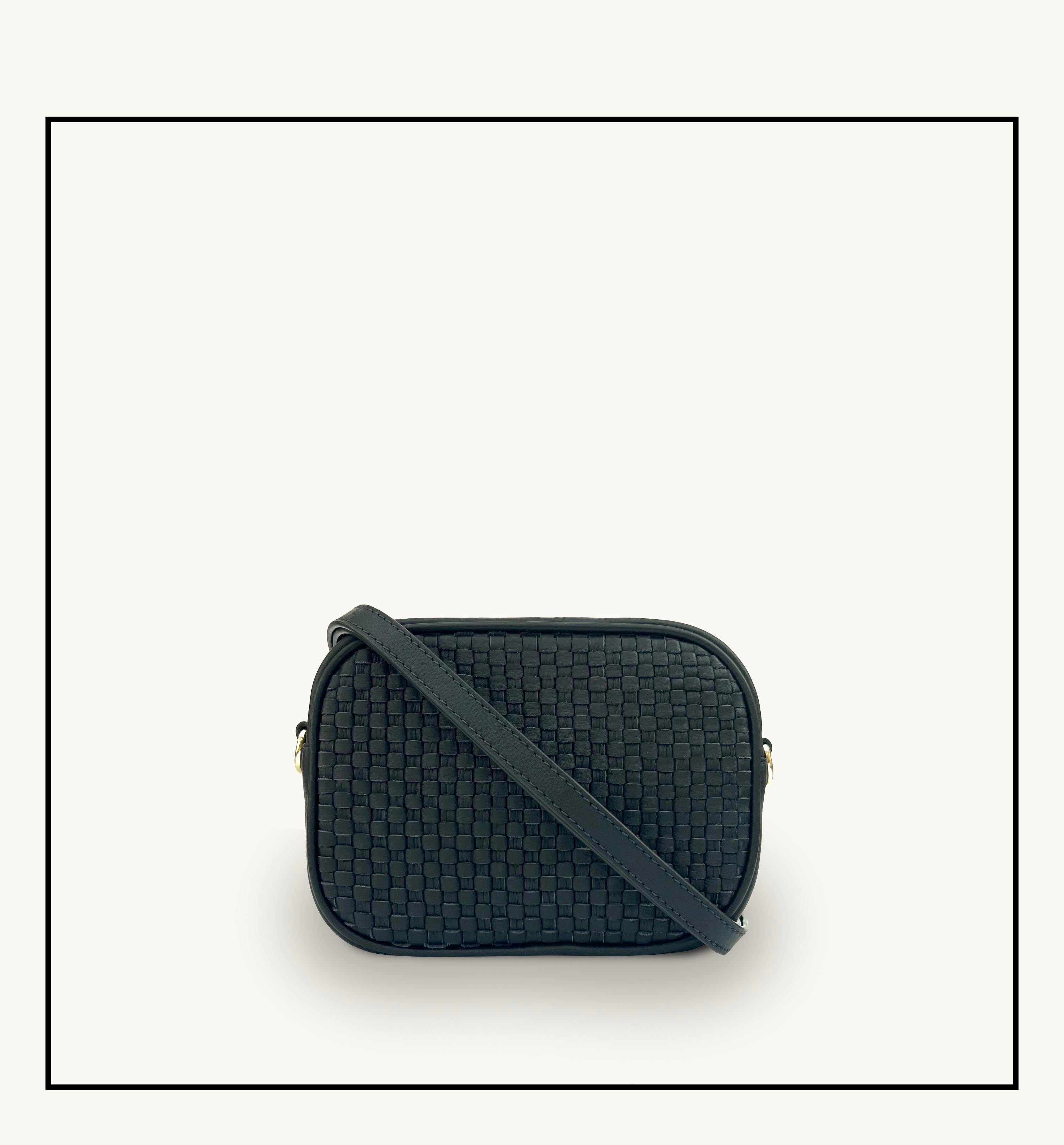 The Penelope Black Woven Leather Camera Bag