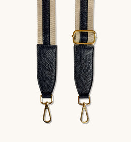 The Bloxsome Black Leather Crossbody Bag With Canvas Strap